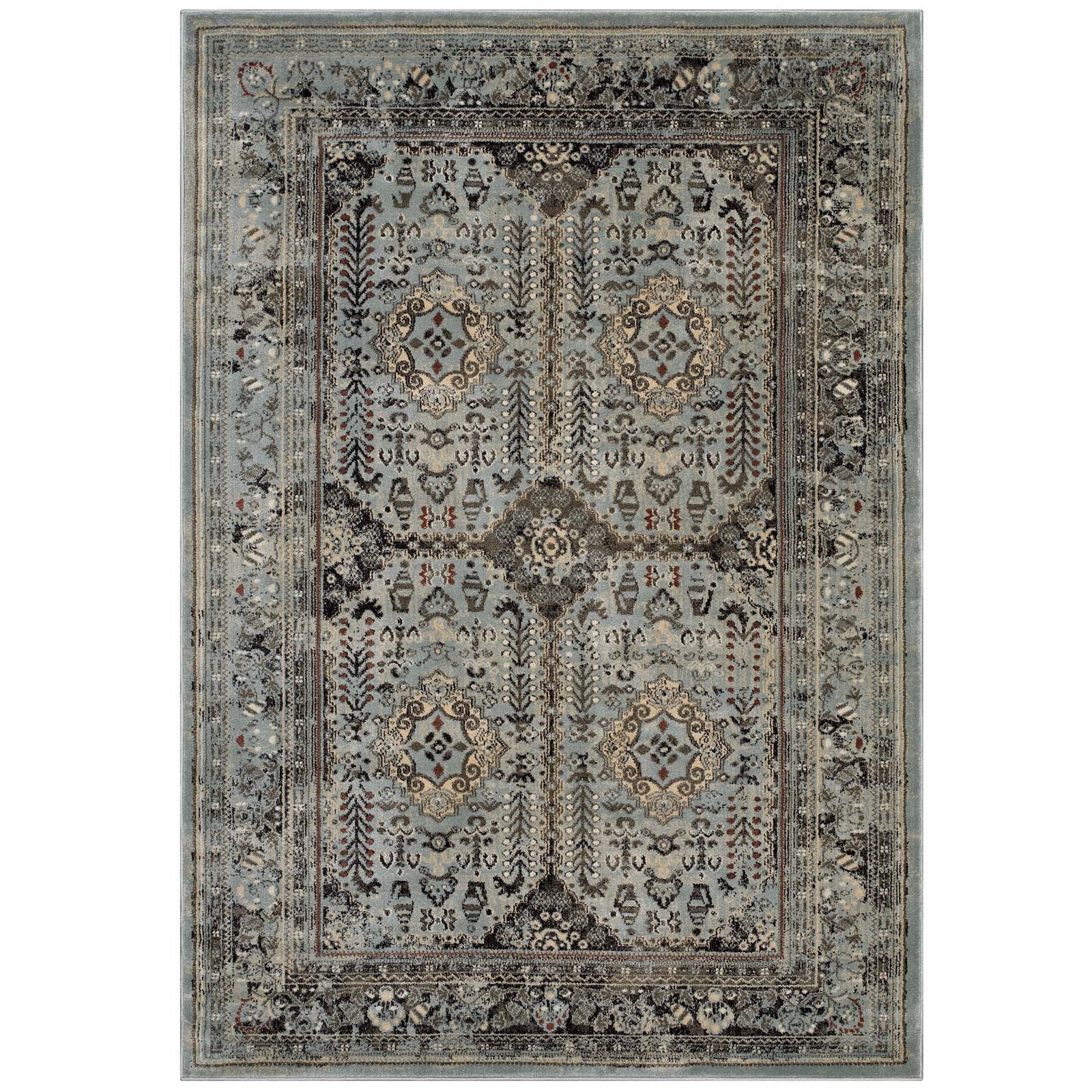 Enye Distressed Vintage Floral Lattice Area Rug - East Shore Modern Home Furnishings