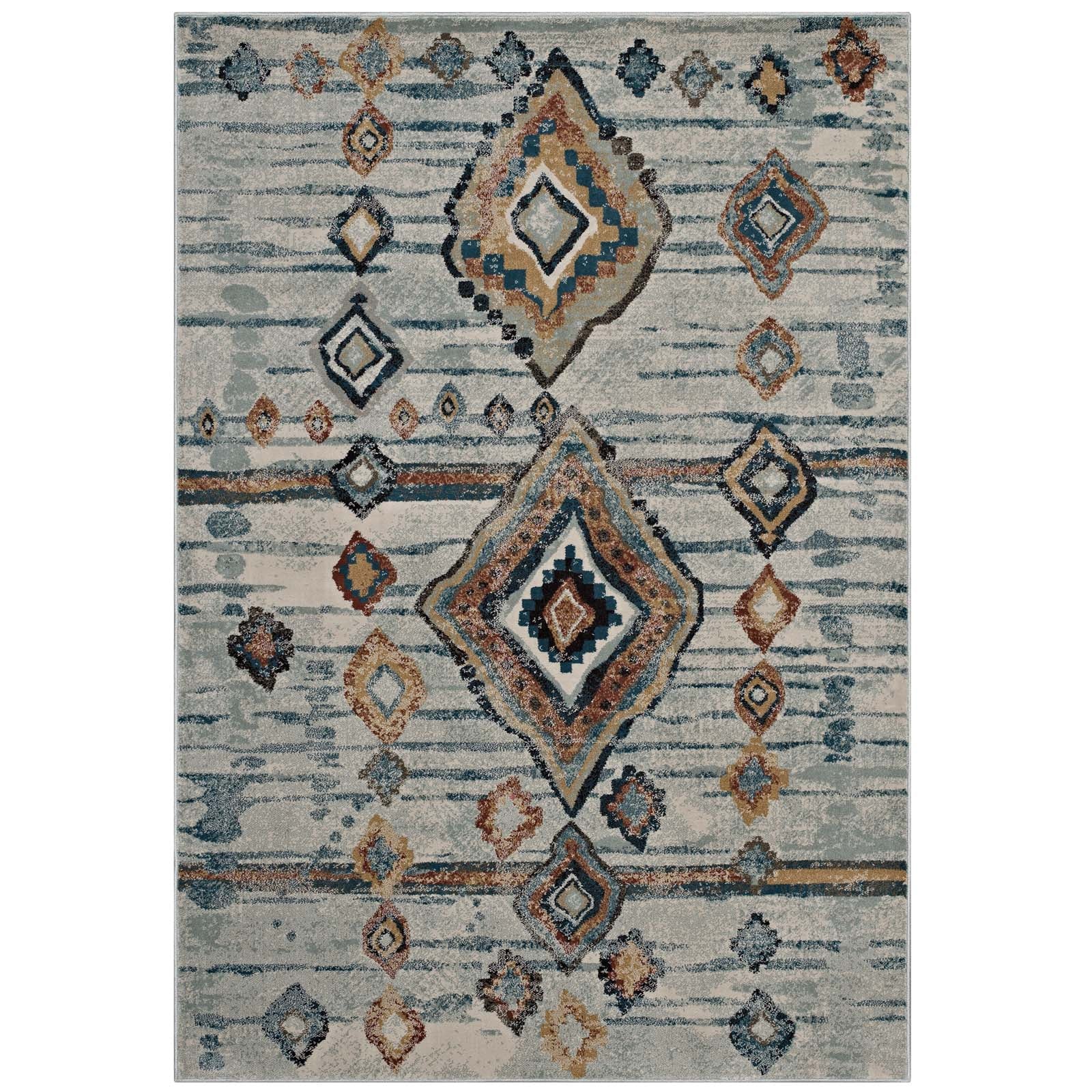 Jenica Distressed Moroccan Tribal Abstract Diamond 5x8 Area Rug - East Shore Modern Home Furnishings