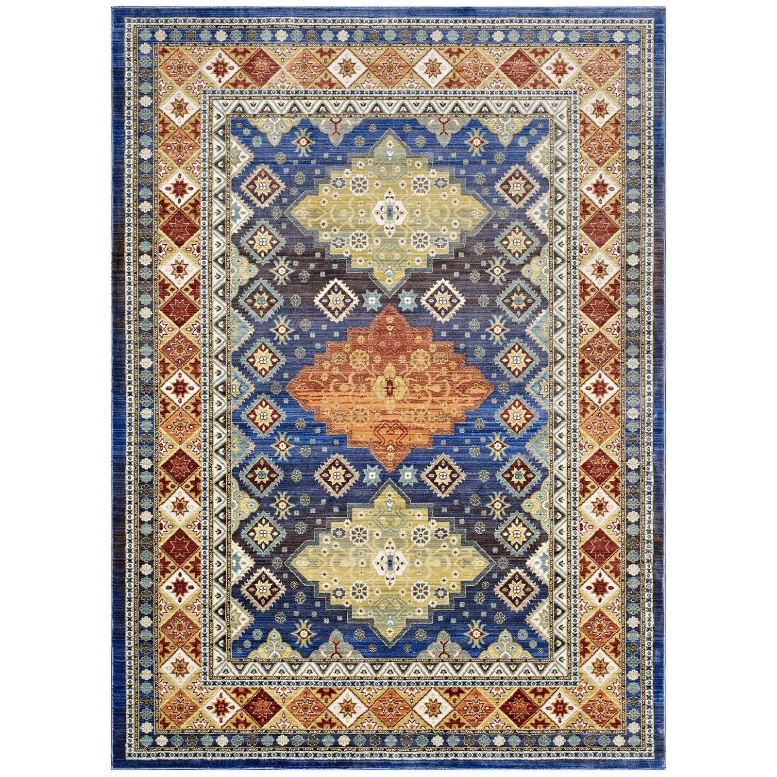 Atzi Distressed Southwestern Diamond Floral Area Rug - East Shore Modern Home Furnishings