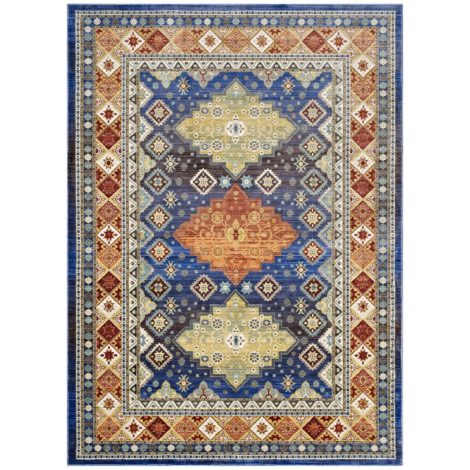 Atzi Distressed Southwestern Diamond Floral Area Rug - East Shore Modern Home Furnishings