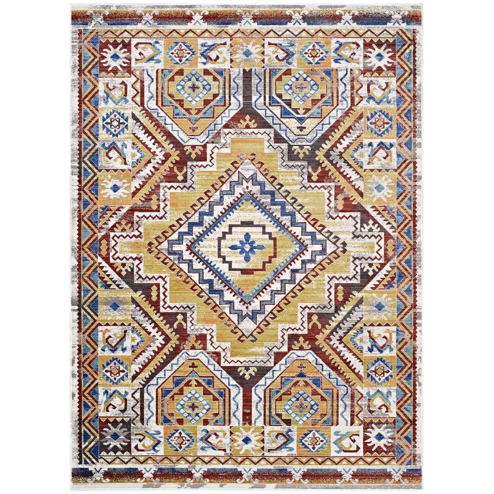 Florita Distressed Southwestern Aztec Area Rug - East Shore Modern Home Furnishings