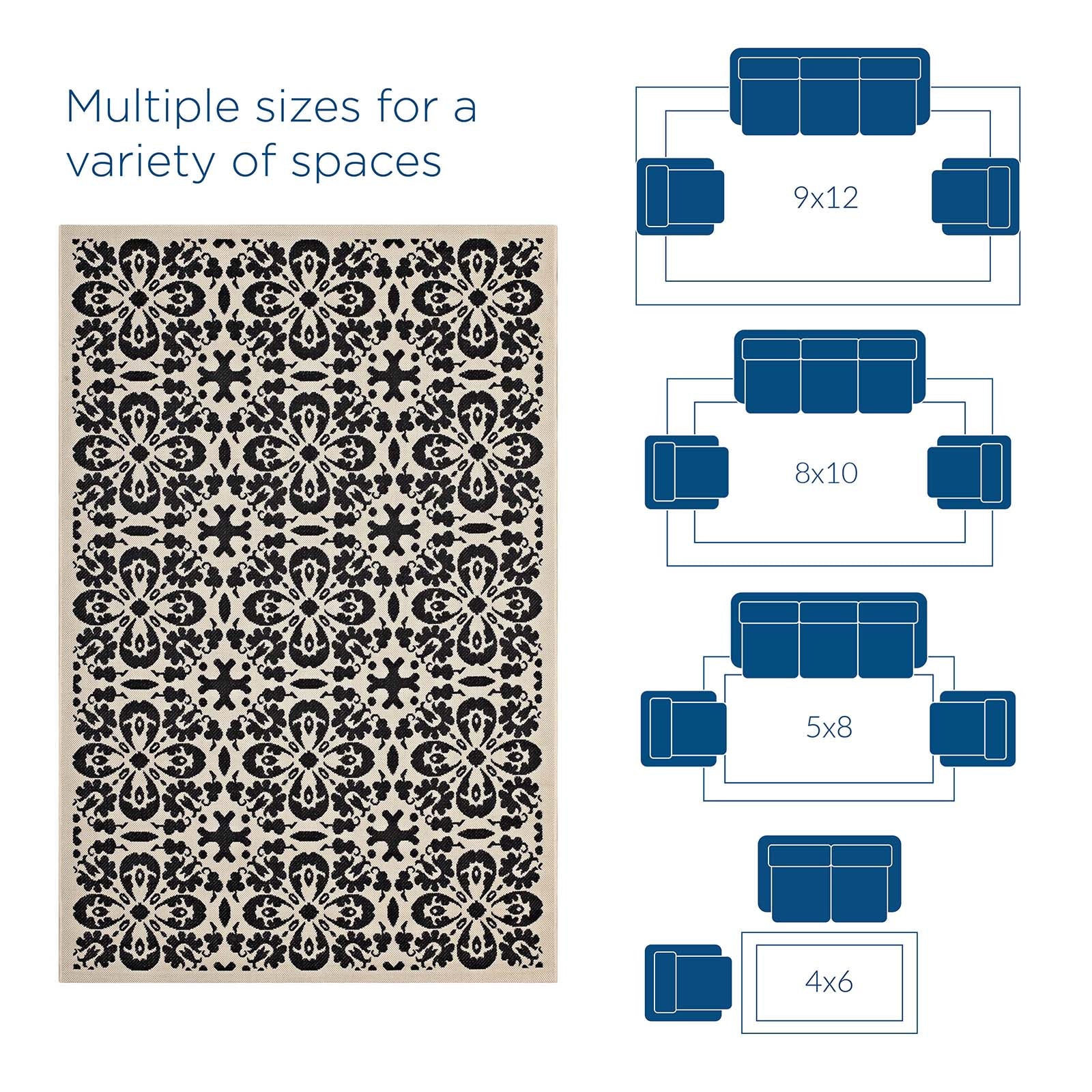 Ariana Vintage Floral Trellis Indoor and Outdoor Area Rug - East Shore Modern Home Furnishings