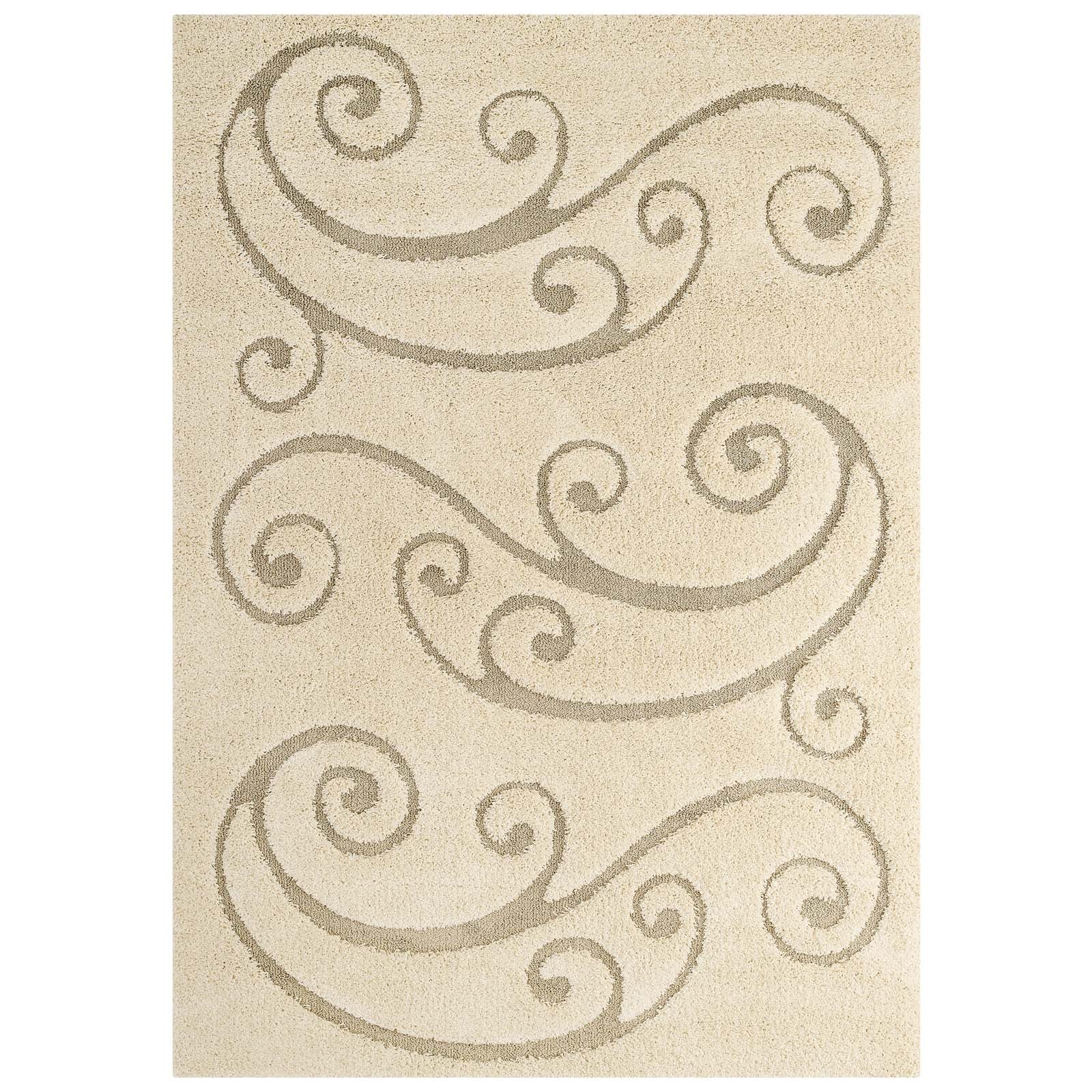 Jubilant Sprout Scrolling Vine 5x8 Shag Area Rug - East Shore Modern Home Furnishings