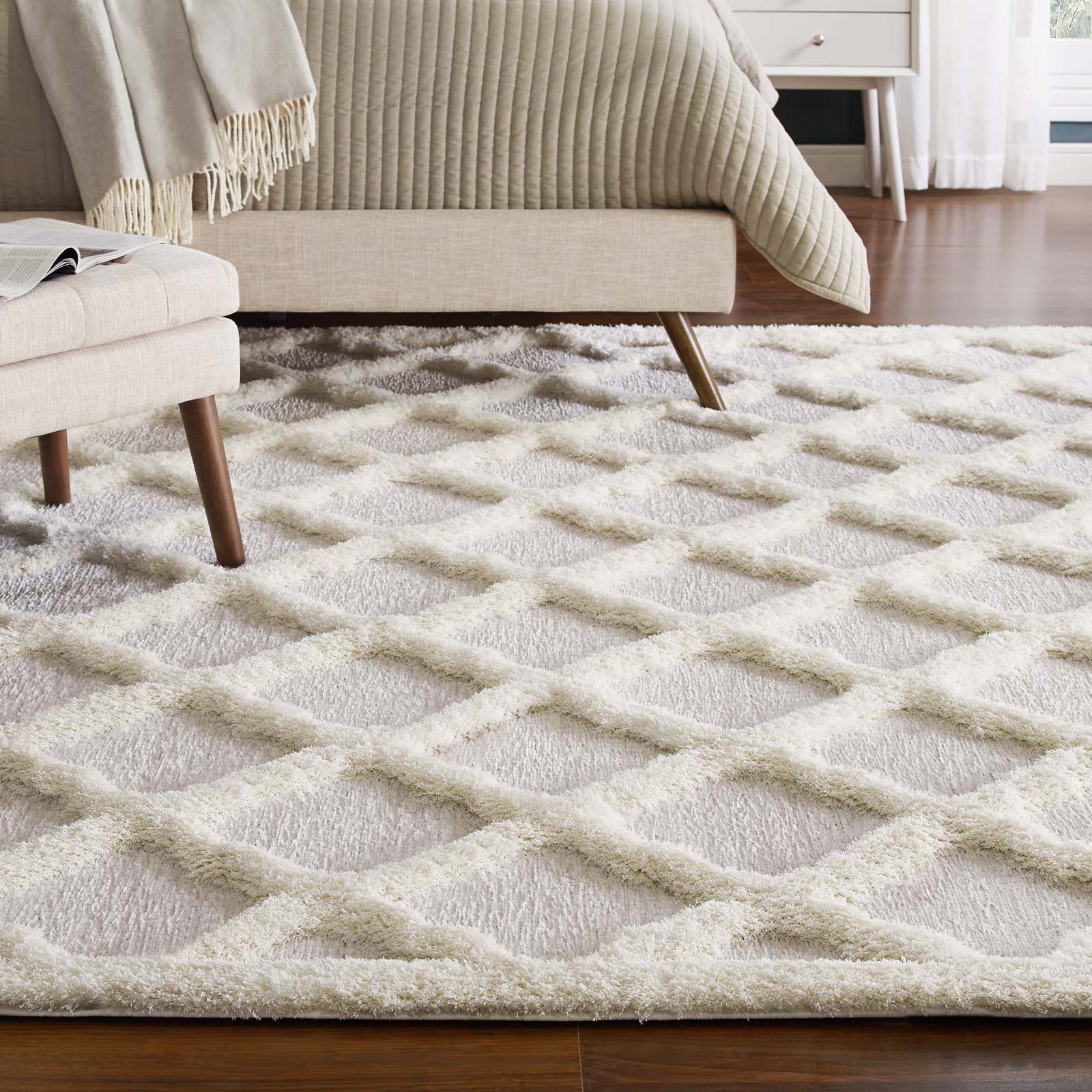 Whimsical Regale Abstract Moroccan Trellis 5x8 Shag Area Rug - East Shore Modern Home Furnishings