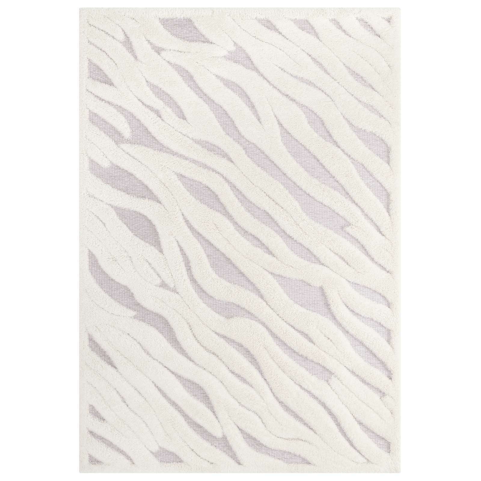 Whimsical Current Abstract Wavy Striped 5x8 Shag Area Rug - East Shore Modern Home Furnishings