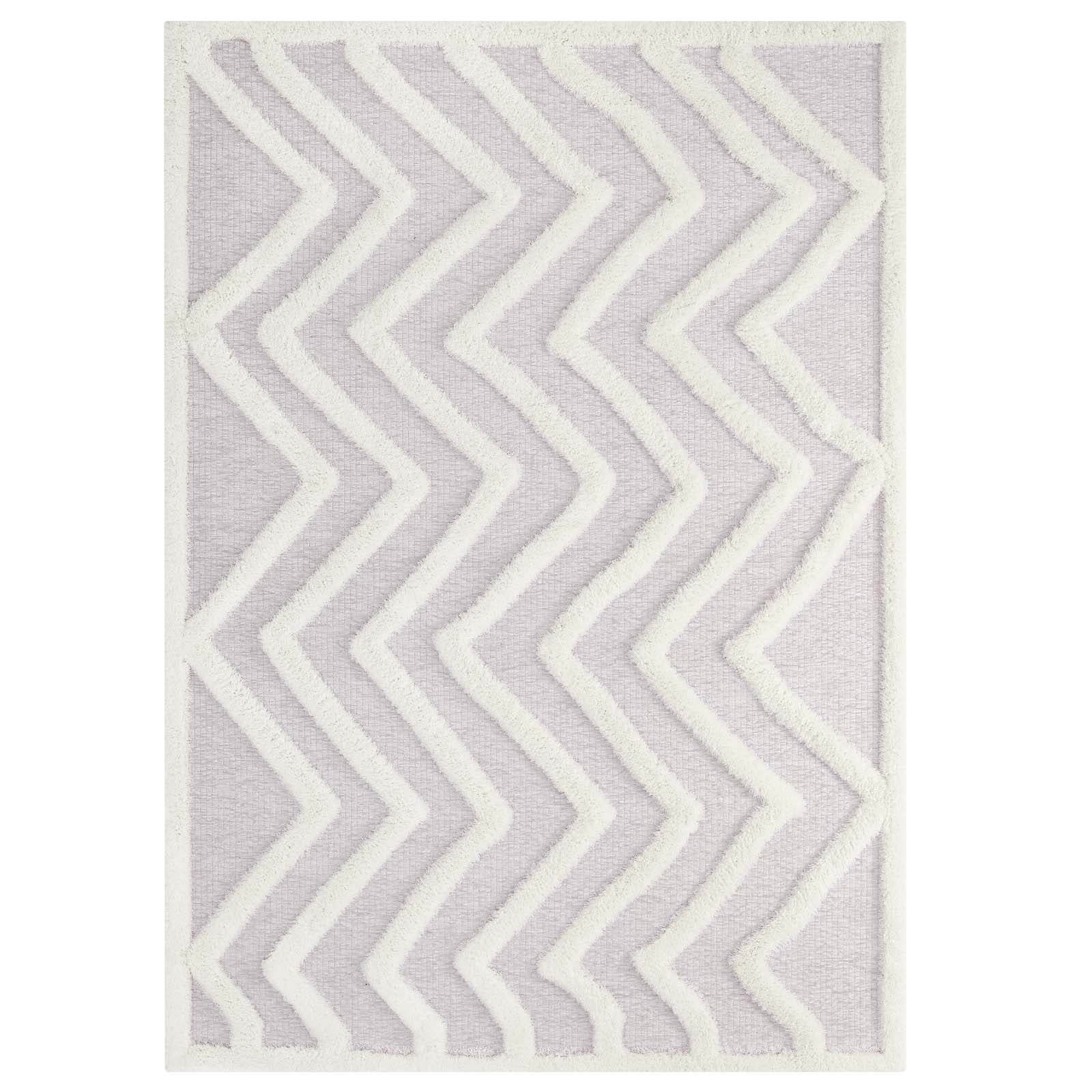 Whimsical Pathway Abstract Chevron 5x8 Shag Area Rug - East Shore Modern Home Furnishings
