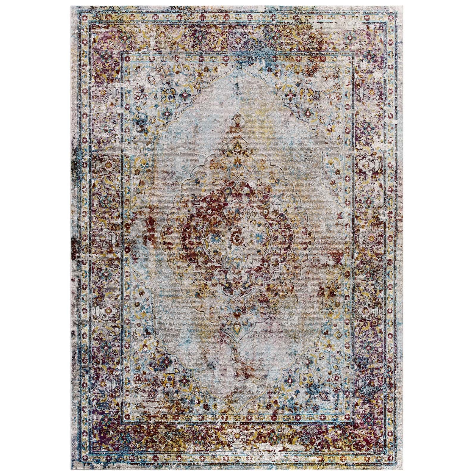 Success Merritt Transitional Distressed Floral Persian Medallion 5x8 Area Rug - East Shore Modern Home Furnishings