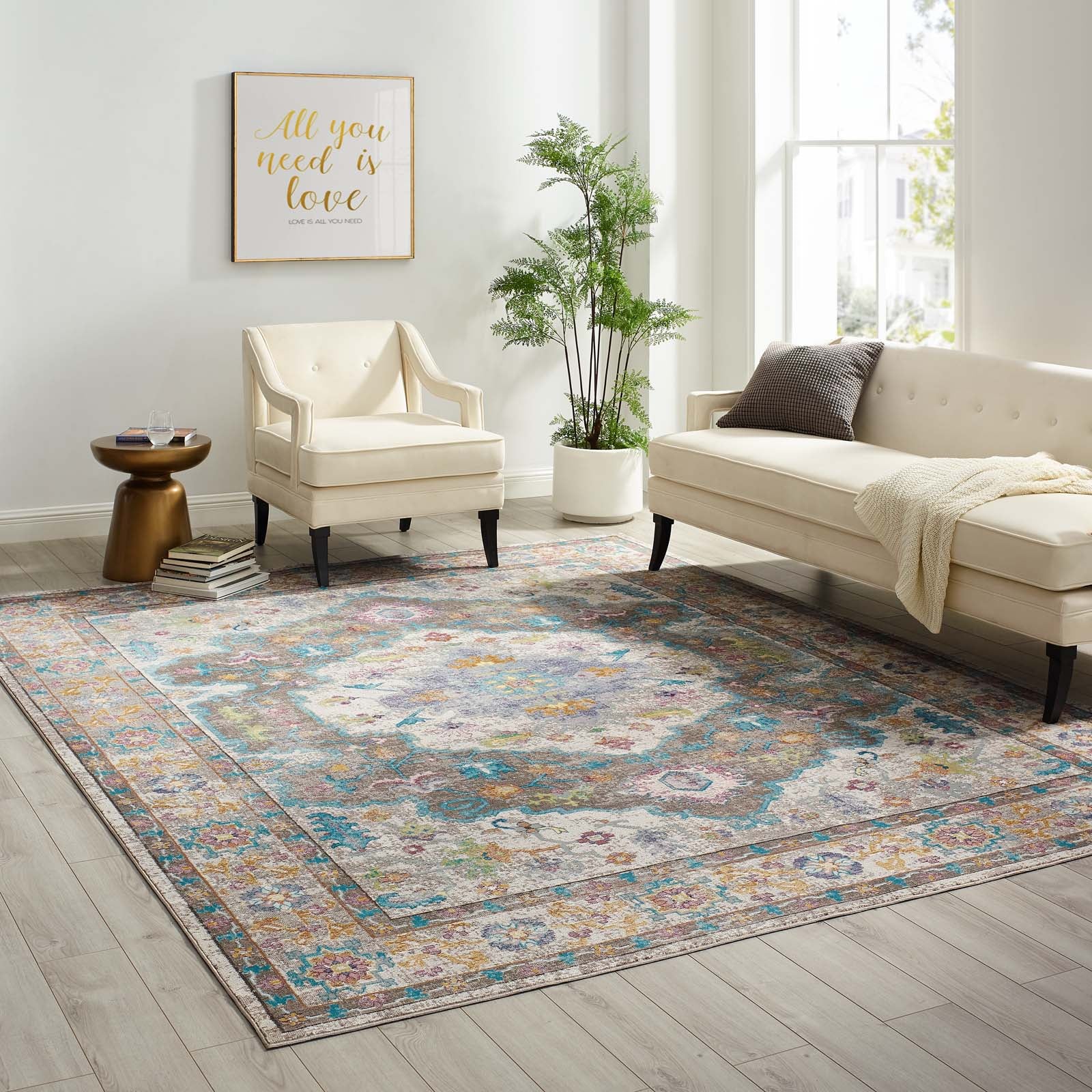 Success Anisah Distressed Floral Vintage Medallion 8x10 Area Rug - East Shore Modern Home Furnishings