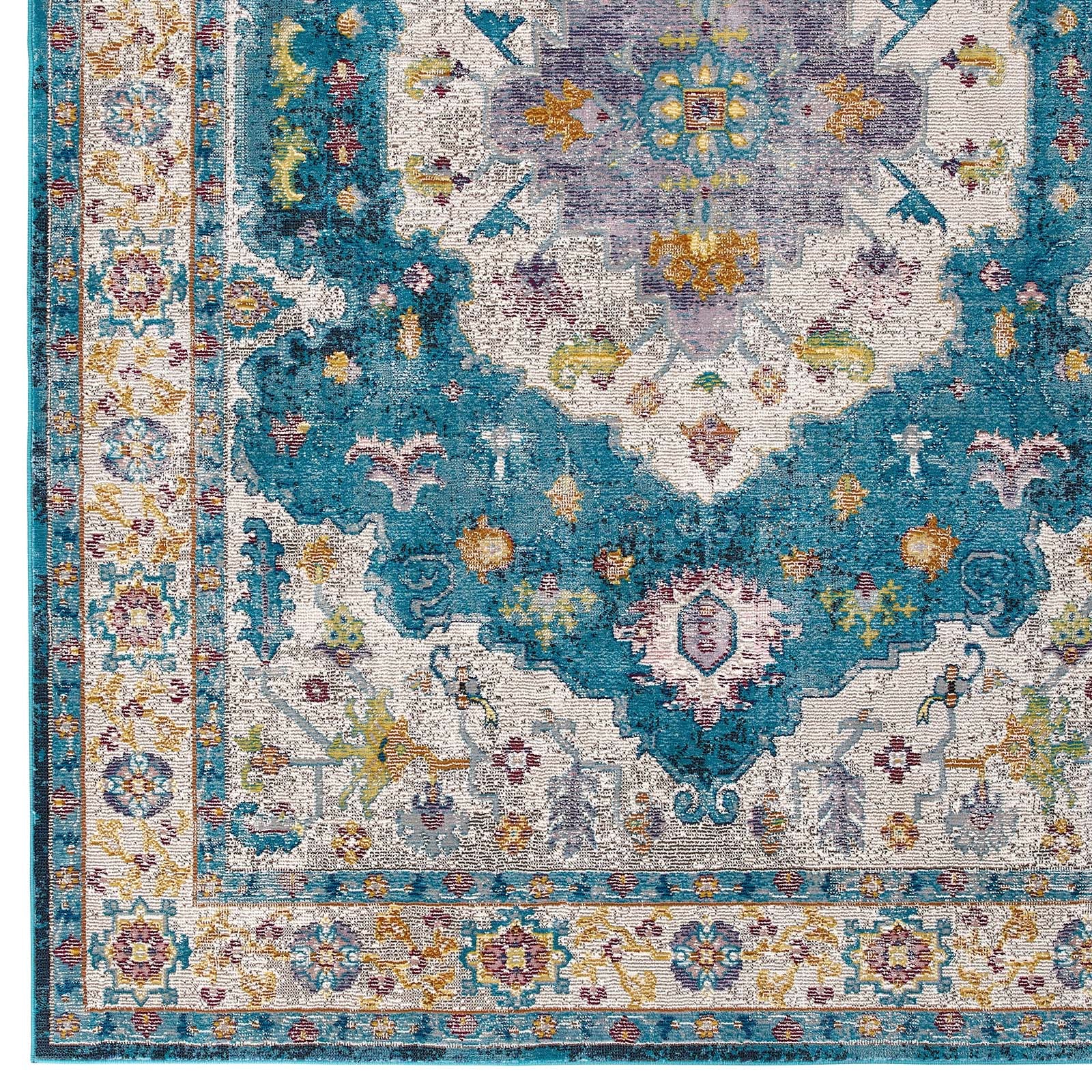 Success Anisah Distressed Floral Persian Medallion 4x6 Area Rug - East Shore Modern Home Furnishings