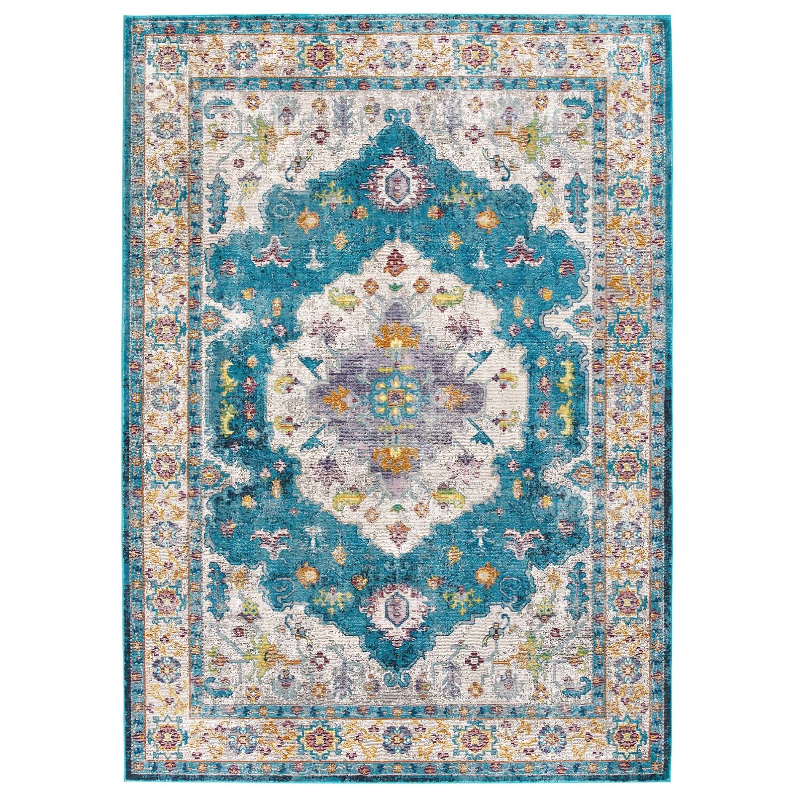 Success Anisah Distressed Floral Vintage Medallion 8x10 Area Rug - East Shore Modern Home Furnishings