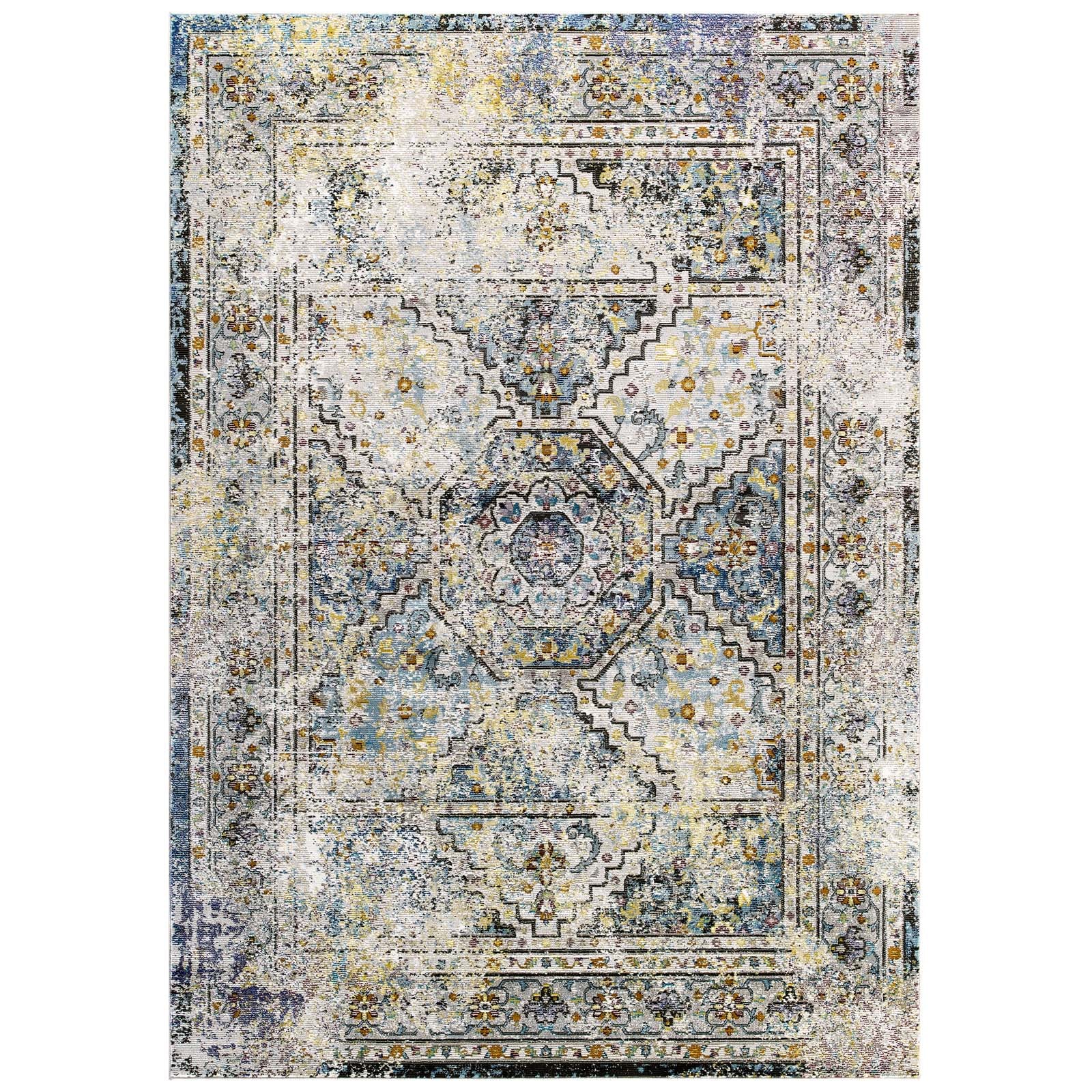 Success Jacinda Distressed Vintage Floral Persian Medallion 8x10 Area Rug - East Shore Modern Home Furnishings