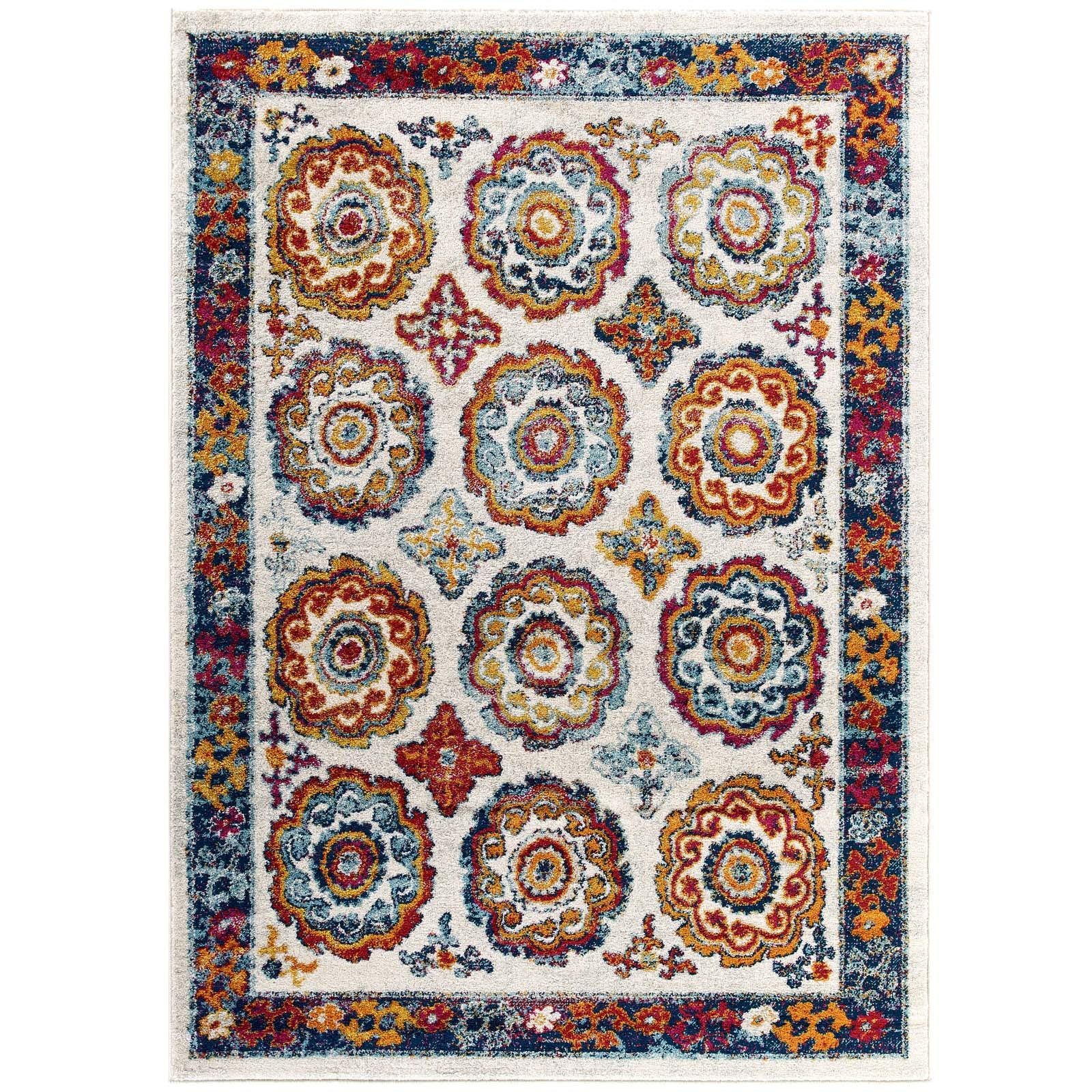 Entourage Odile Distressed Floral Moroccan Trellis Area Rug - East Shore Modern Home Furnishings