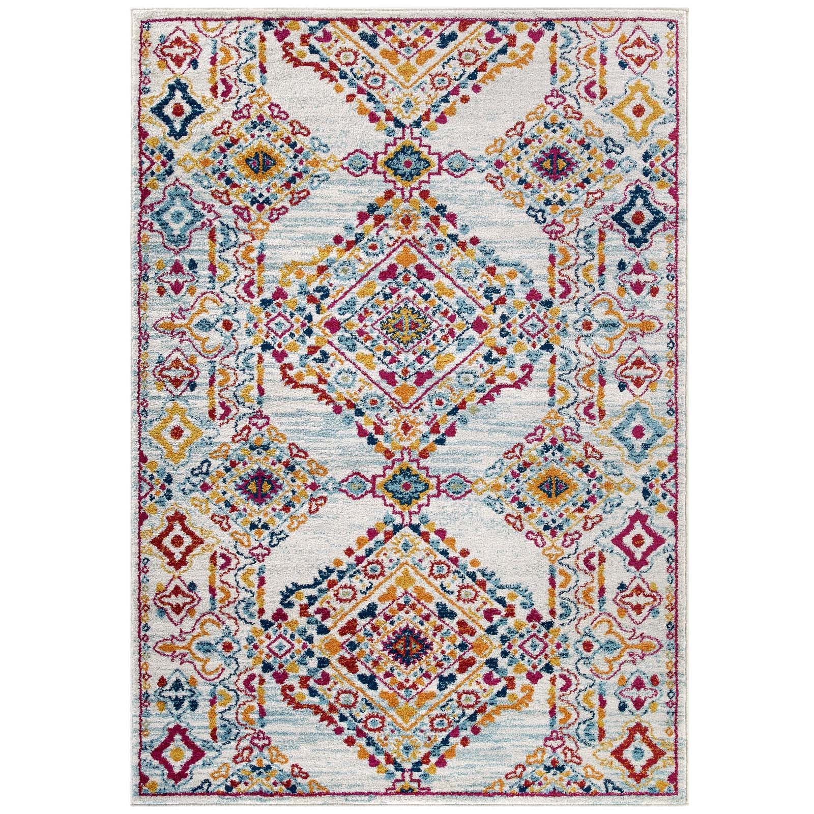 Entourage Khalida Distressed Vintage Floral Lattice Area Rug - East Shore Modern Home Furnishings