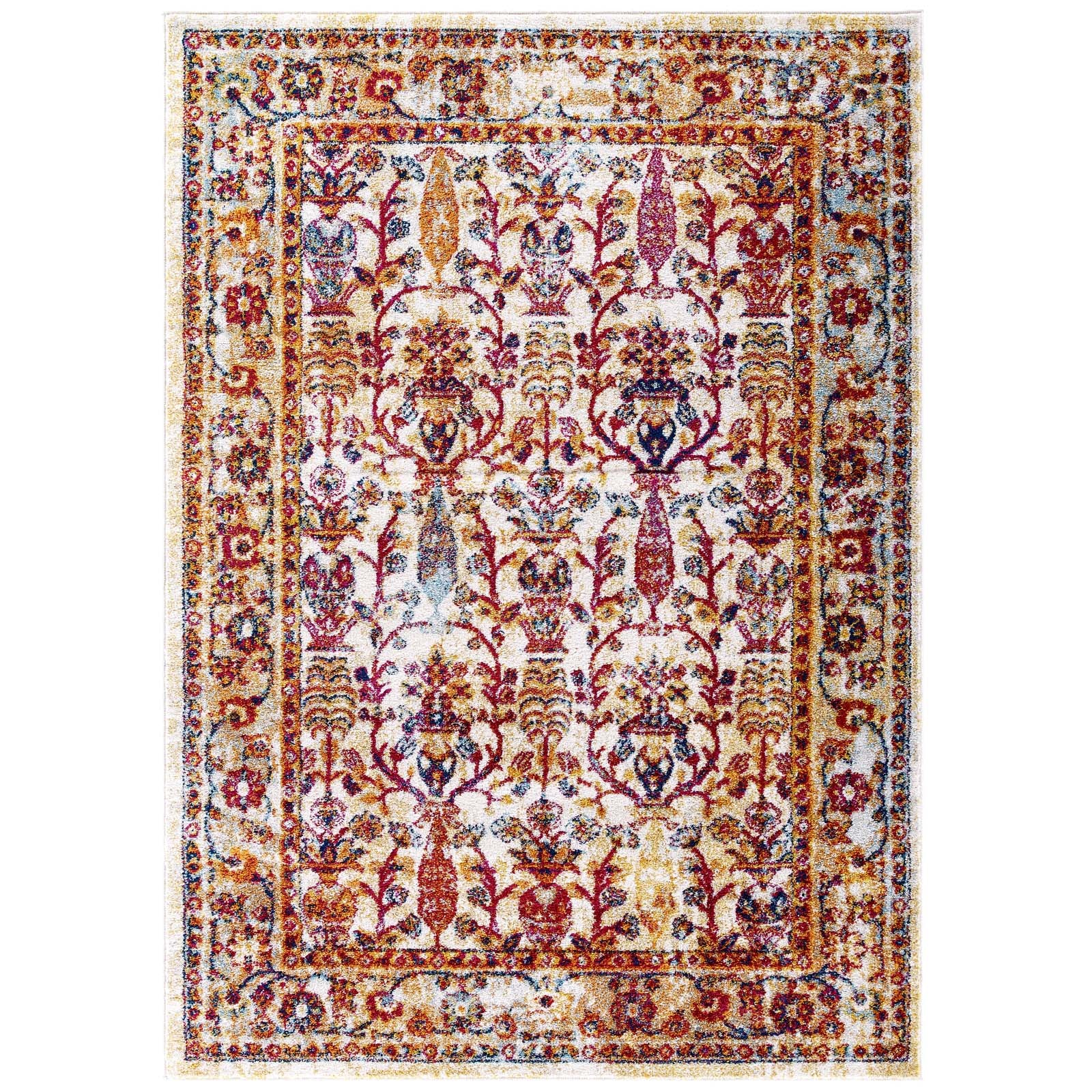 Entourage Jessa Distressed Vintage Floral Lattice Area Rug - East Shore Modern Home Furnishings