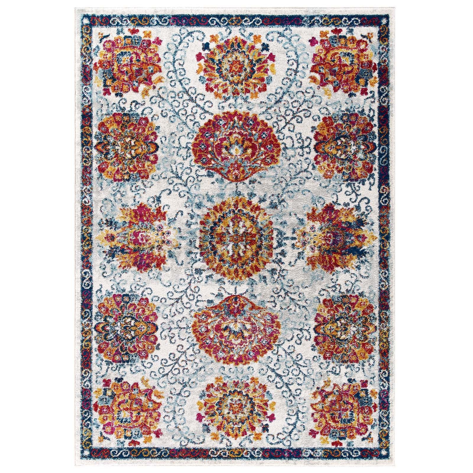 Entourage Kensie Distressed Floral Moroccan Trellis Area Rug - East Shore Modern Home Furnishings