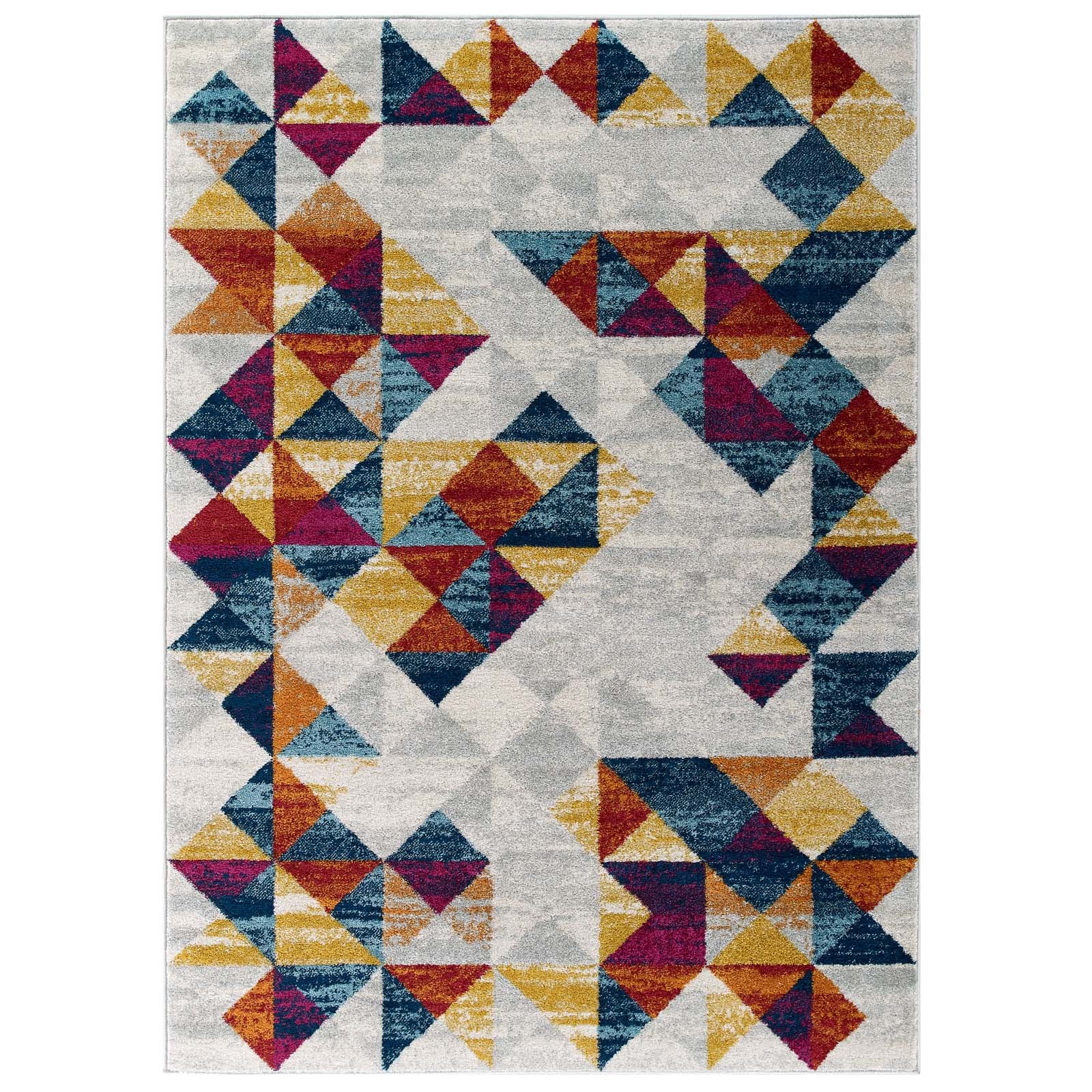 Entourage Elettra Distressed Geometric Triangle Mosaic Area Rug - East Shore Modern Home Furnishings