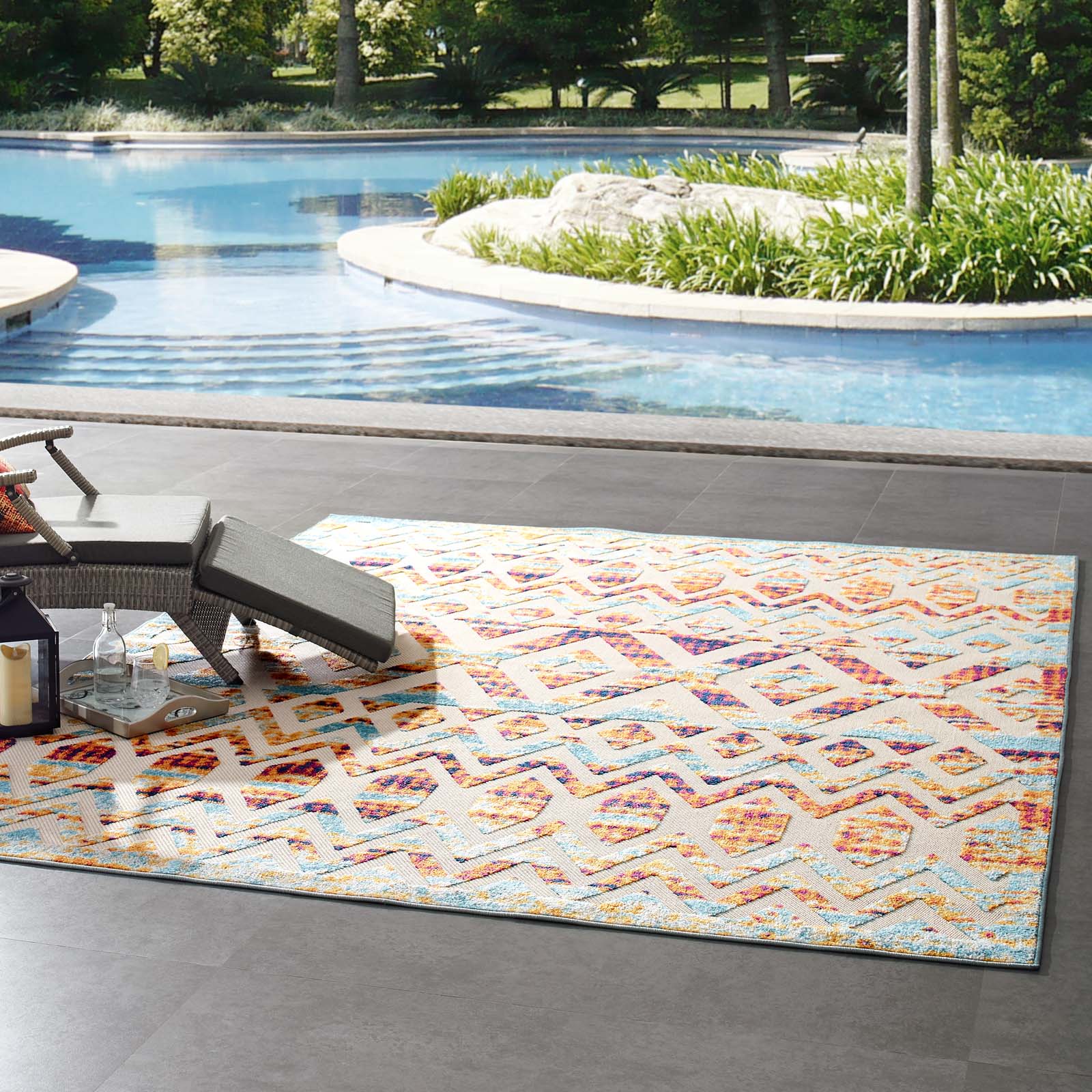 Reflect Tamako Diamond and Chevron Moroccan Trellis 8x10 Indoor / Outdoor Area Rug - East Shore Modern Home Furnishings