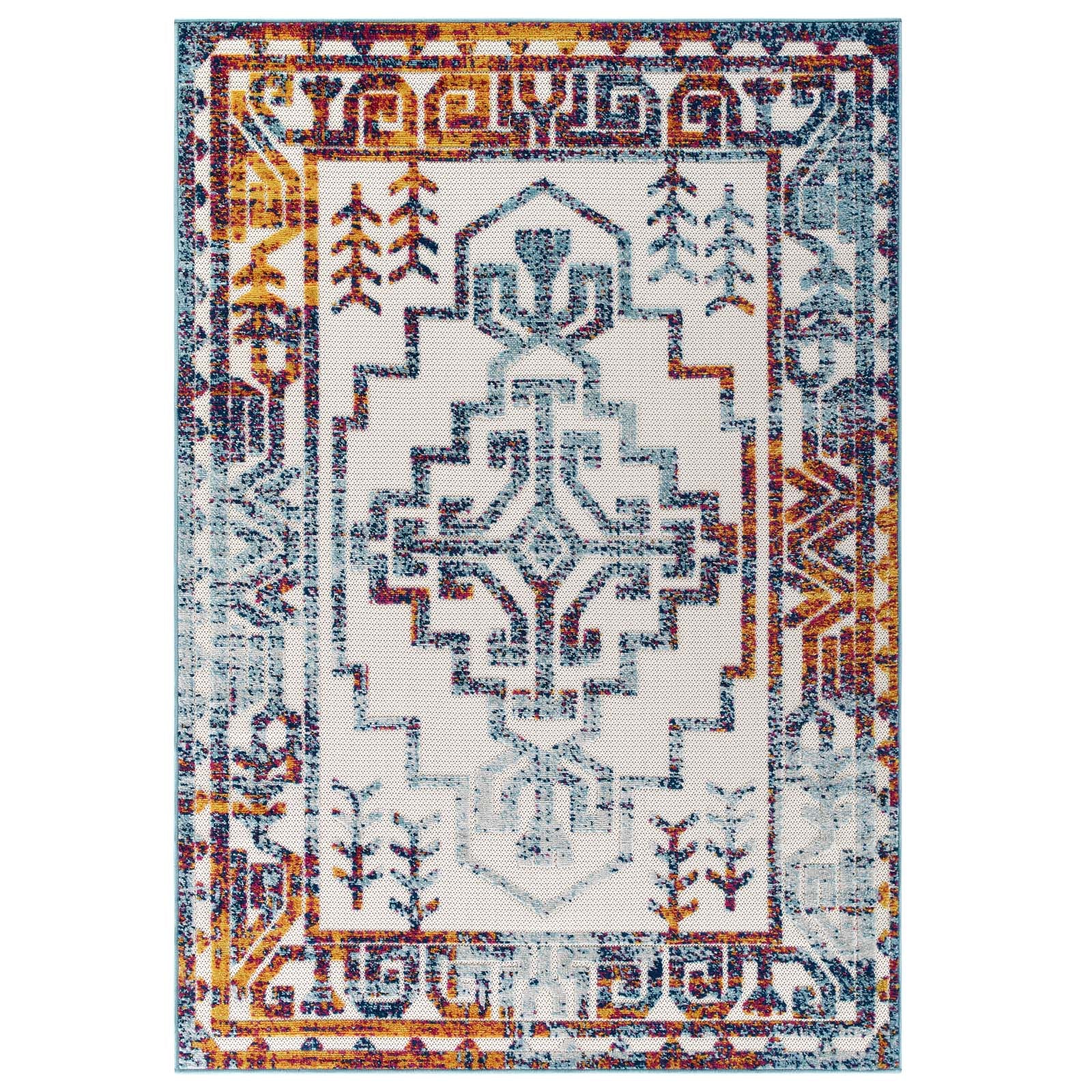 Reflect Nyssa Distressed Geometric Southwestern Aztec 5x8 Indoor/Outdoor Area Rug - East Shore Modern Home Furnishings