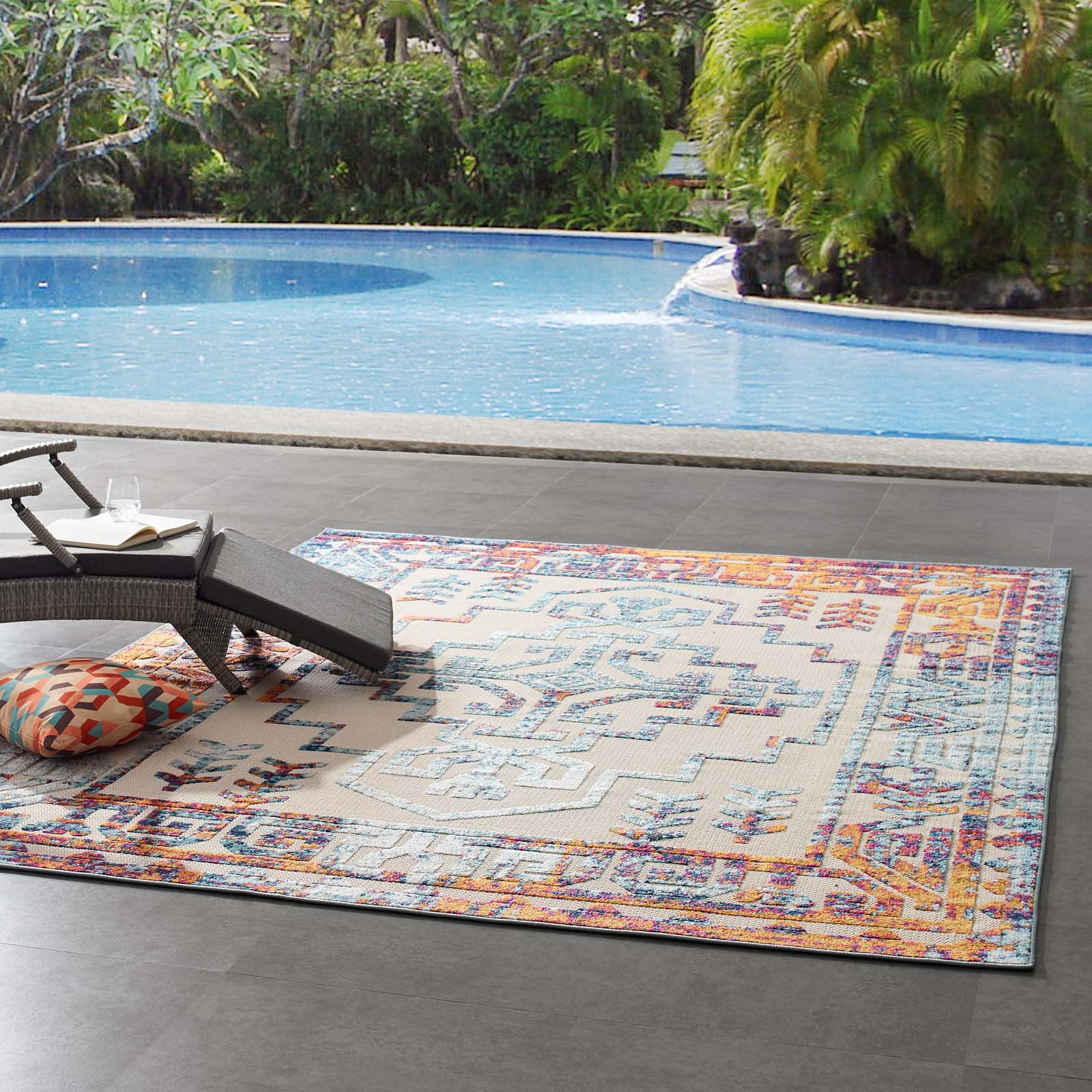 Reflect Nyssa Distressed Geometric Southwestern Aztec 8x10 Indoor/Outdoor Area Rug - East Shore Modern Home Furnishings