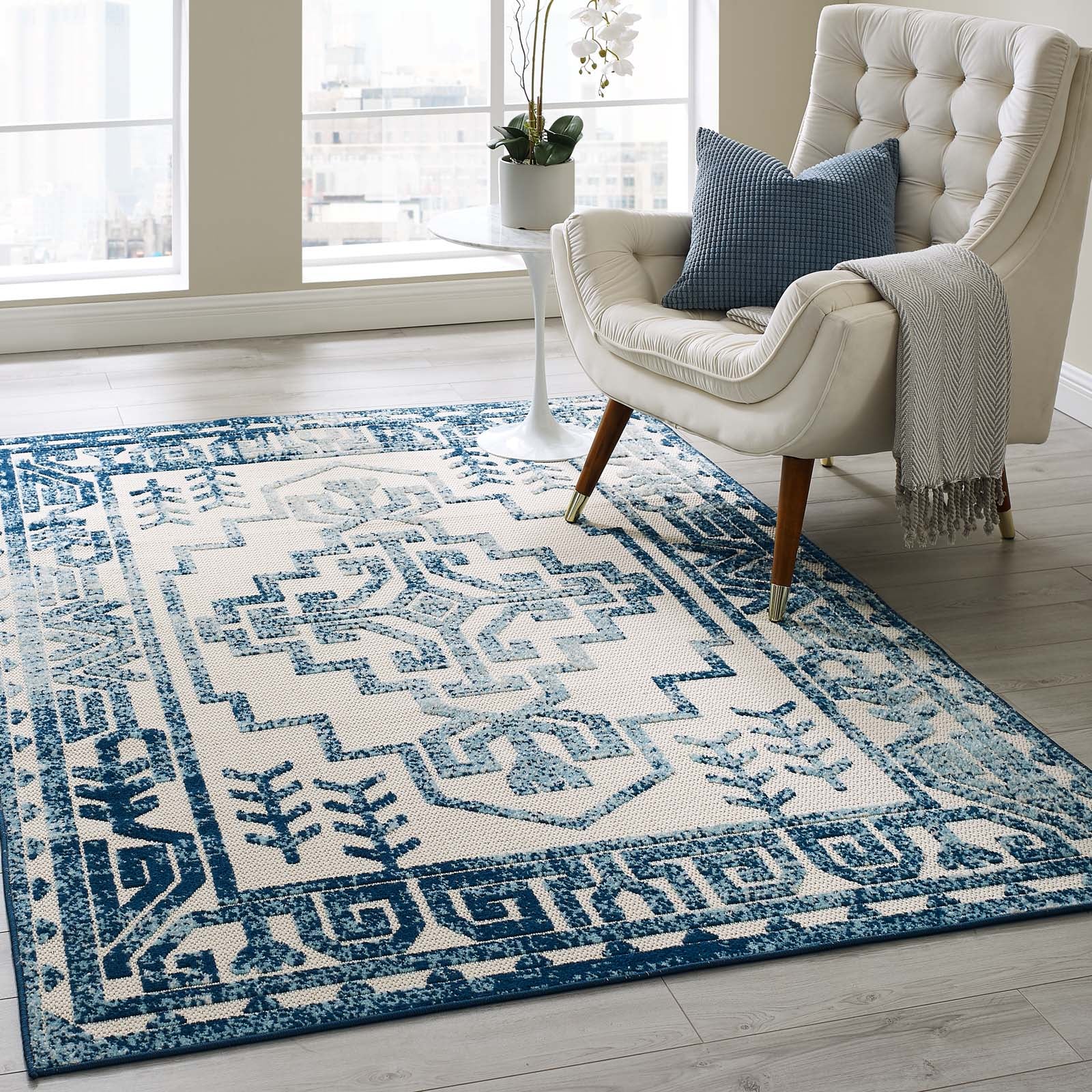 Reflect Nyssa Distressed Geometric Southwestern Aztec 5x8 Indoor/Outdoor Area Rug - East Shore Modern Home Furnishings