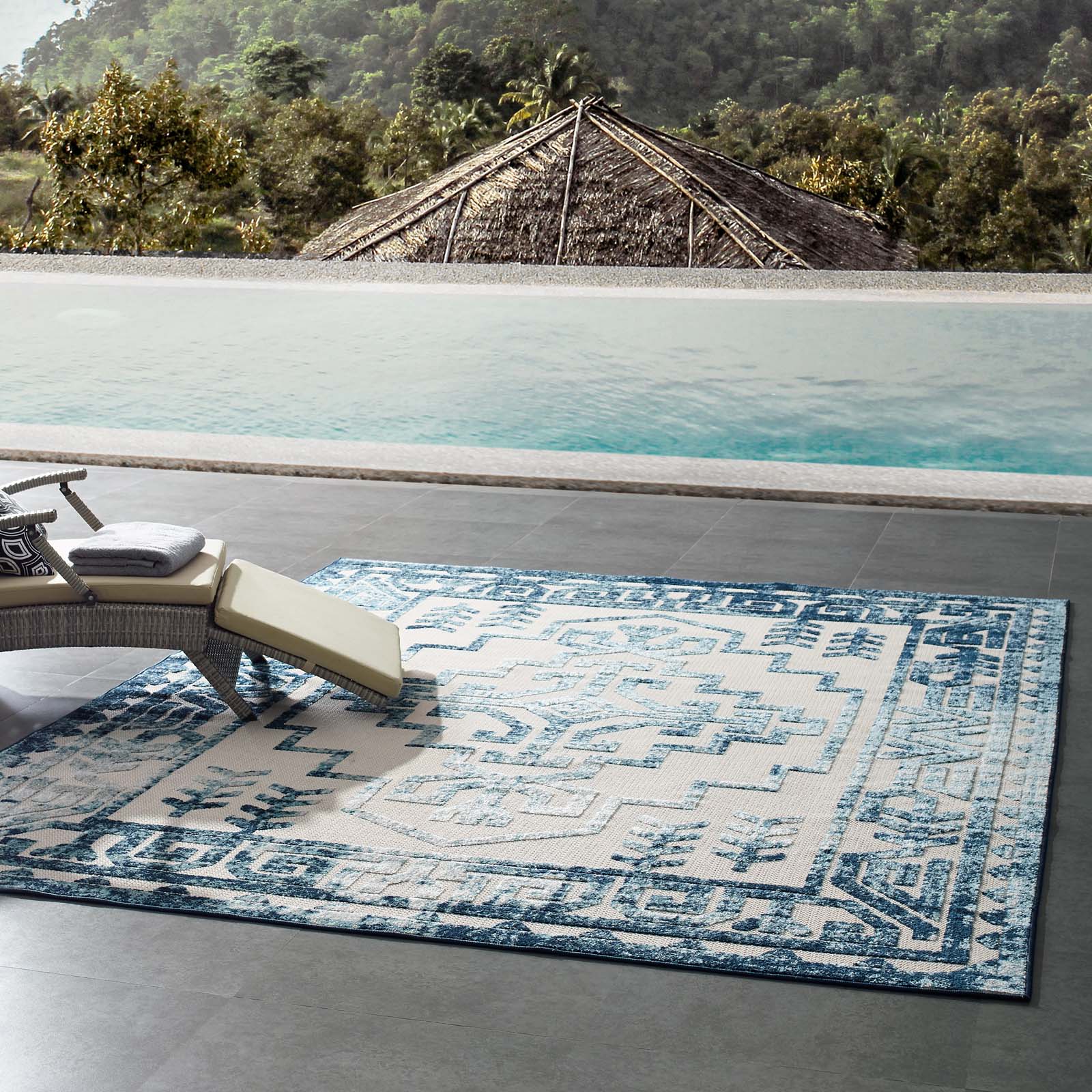 Reflect Nyssa Distressed Geometric Southwestern Aztec 8x10 Indoor/Outdoor Area Rug - East Shore Modern Home Furnishings