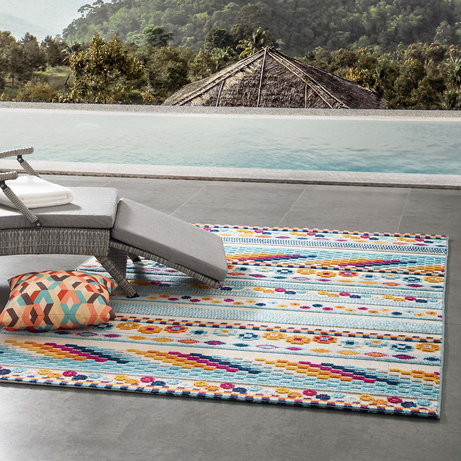 Reflect Cadhla Vintage Abstract Geometric Lattice 5x8 Indoor and Outdoor Area Rug - East Shore Modern Home Furnishings