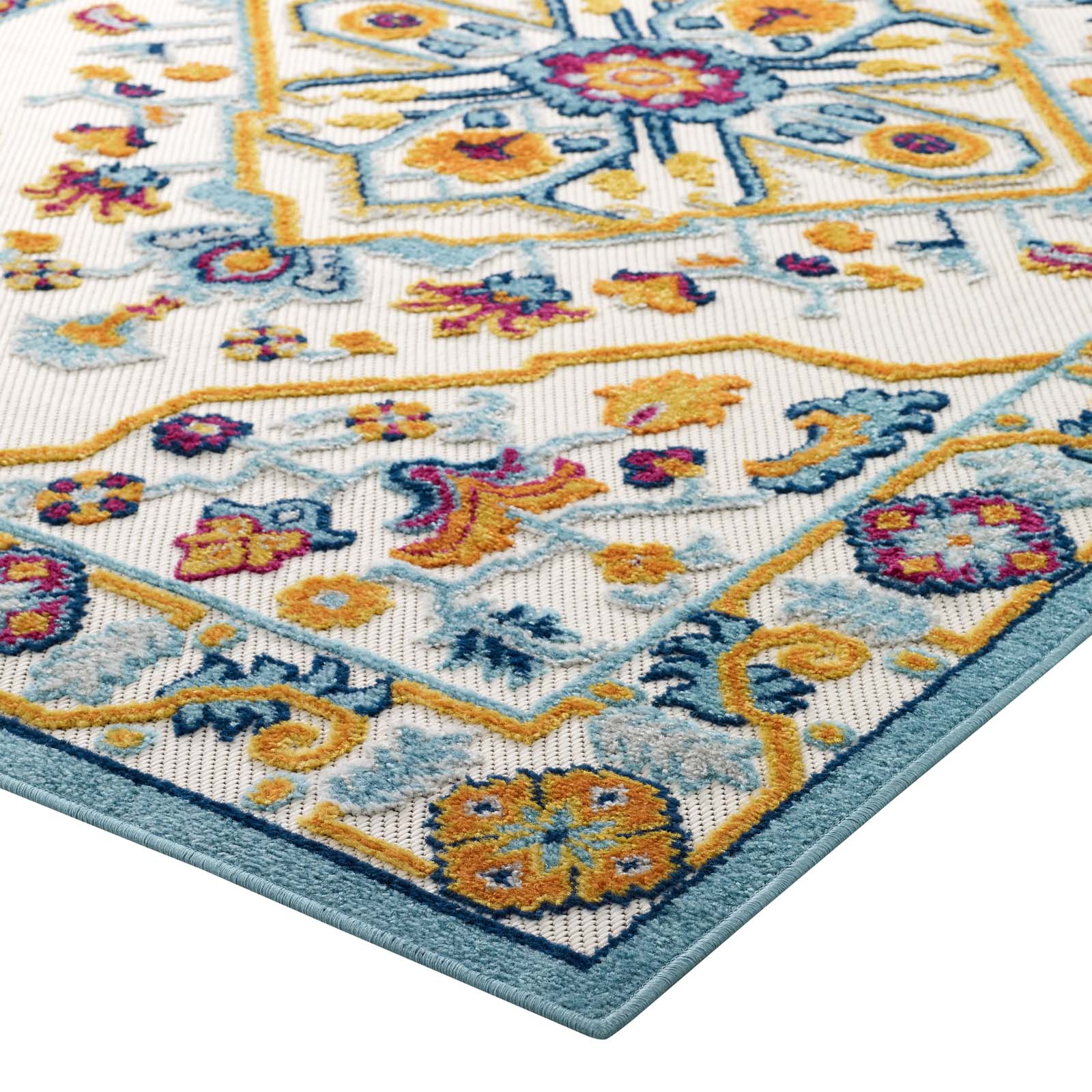 Reflect Freesia Distressed Floral Persian Medallion 8x10 Indoor and Outdoor Area Rug - East Shore Modern Home Furnishings
