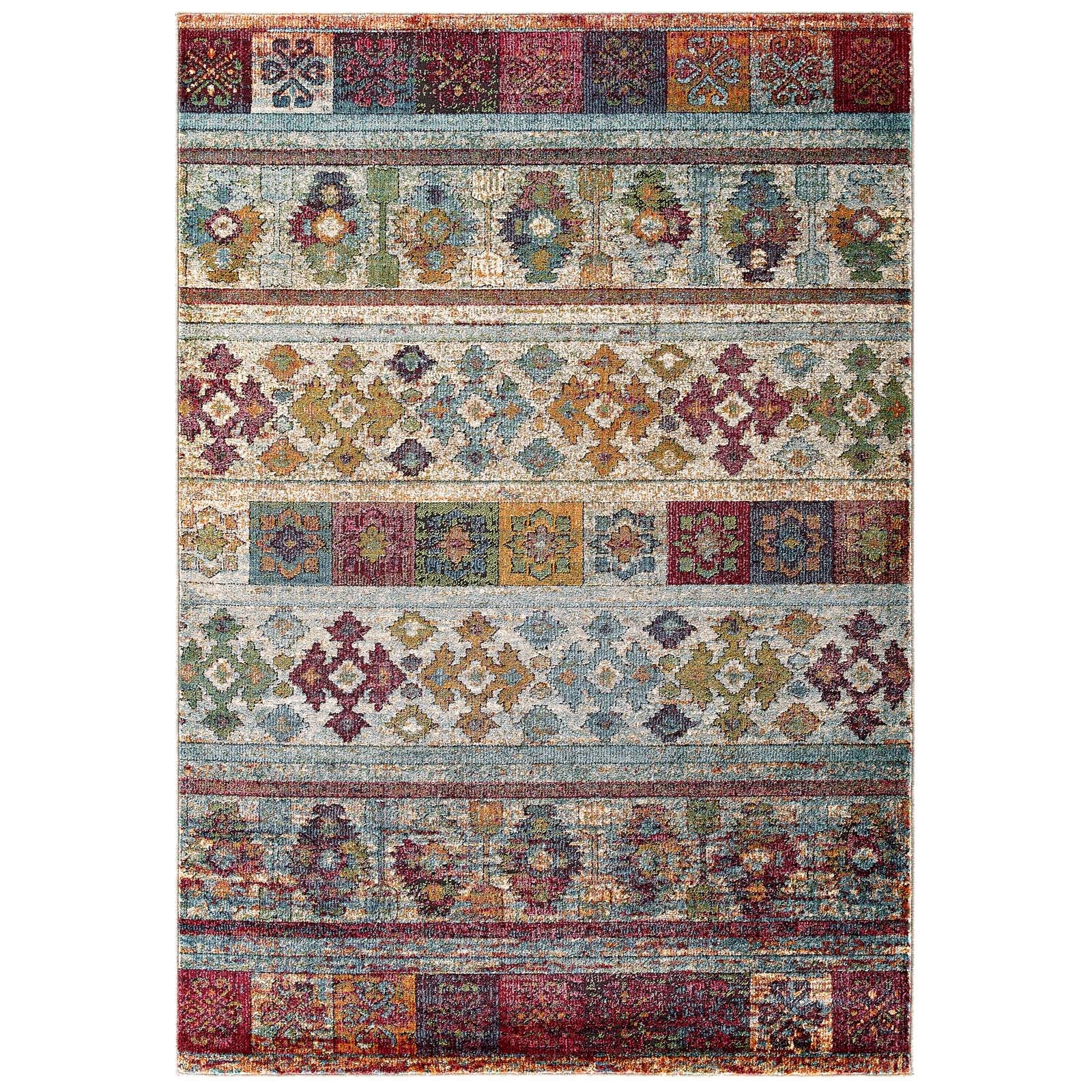 Tribute Nala Distressed Vintage Floral Lattice Area Rug - East Shore Modern Home Furnishings
