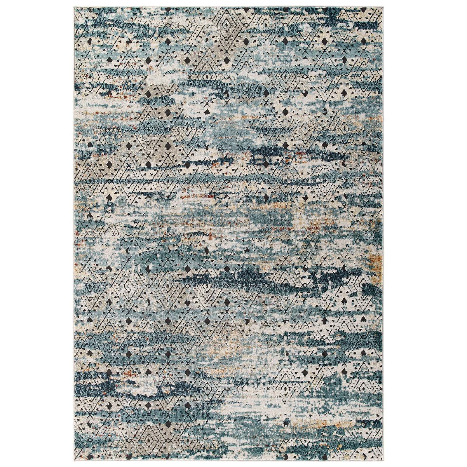 Tribute Eisley Rustic Distressed Transitional Diamond Lattice Area Rug - East Shore Modern Home Furnishings