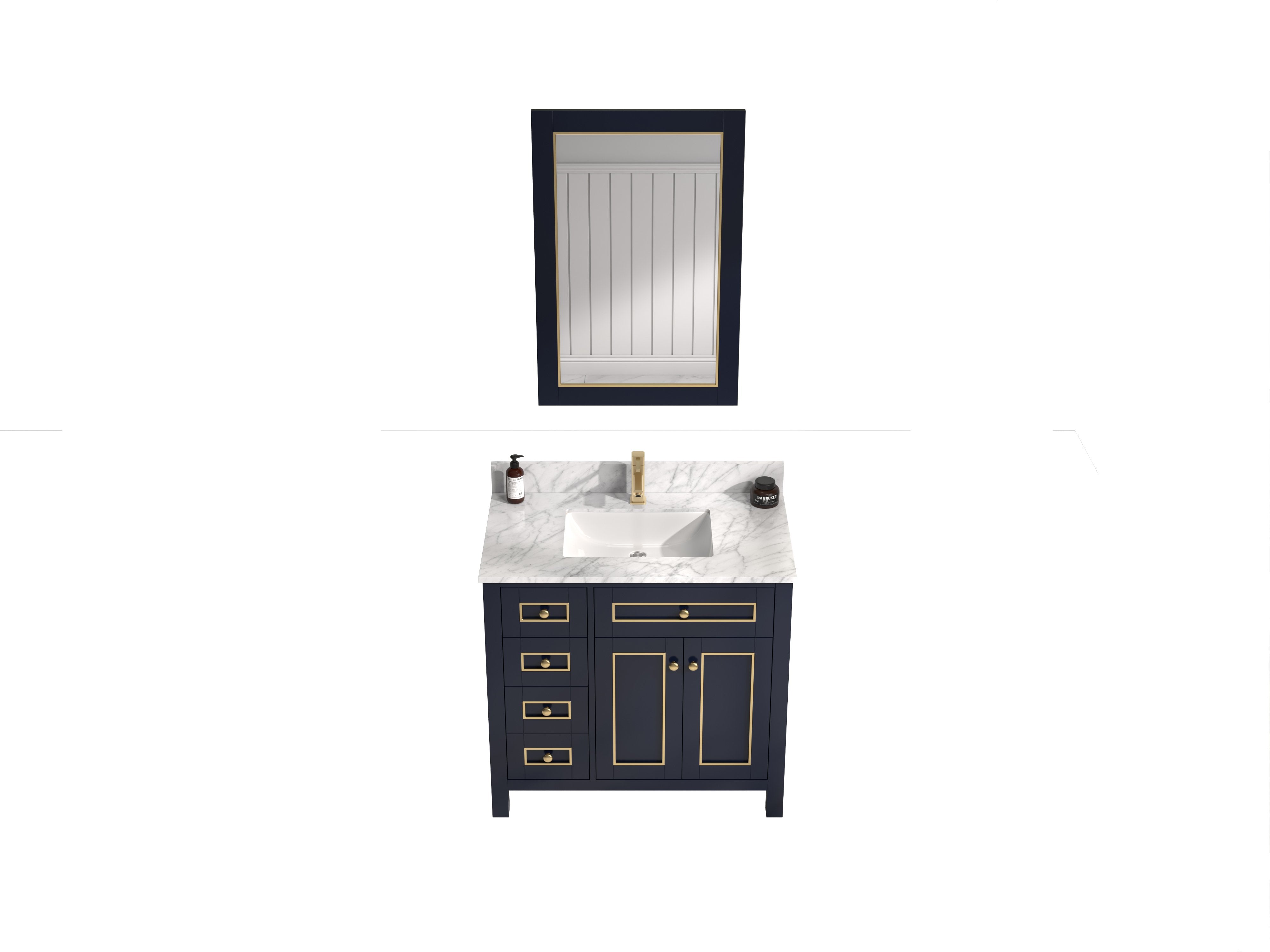 36" Sink Vanity Cabinet With Carrara White Top - East Shore Modern Home Furnishings