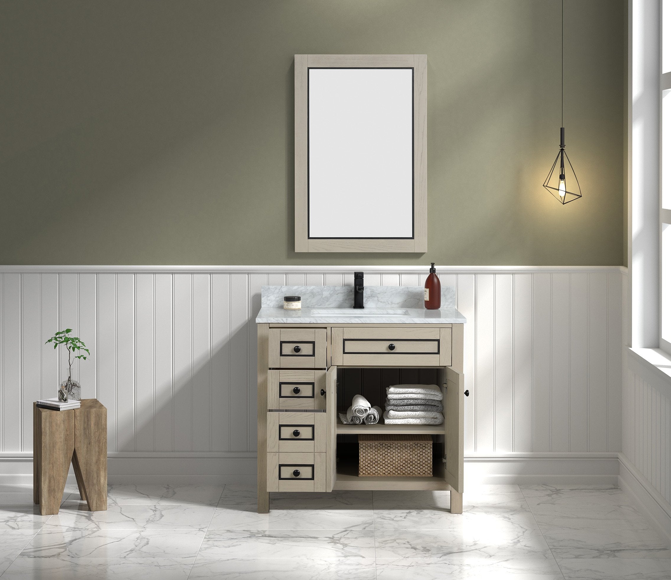 36" Sink Vanity Cabinet With Carrara White Top - East Shore Modern Home Furnishings