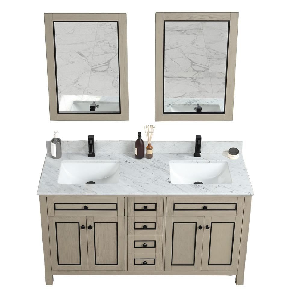 60" Sink Vanity Cabinet With Carrera White Top - East Shore Modern Home Furnishings