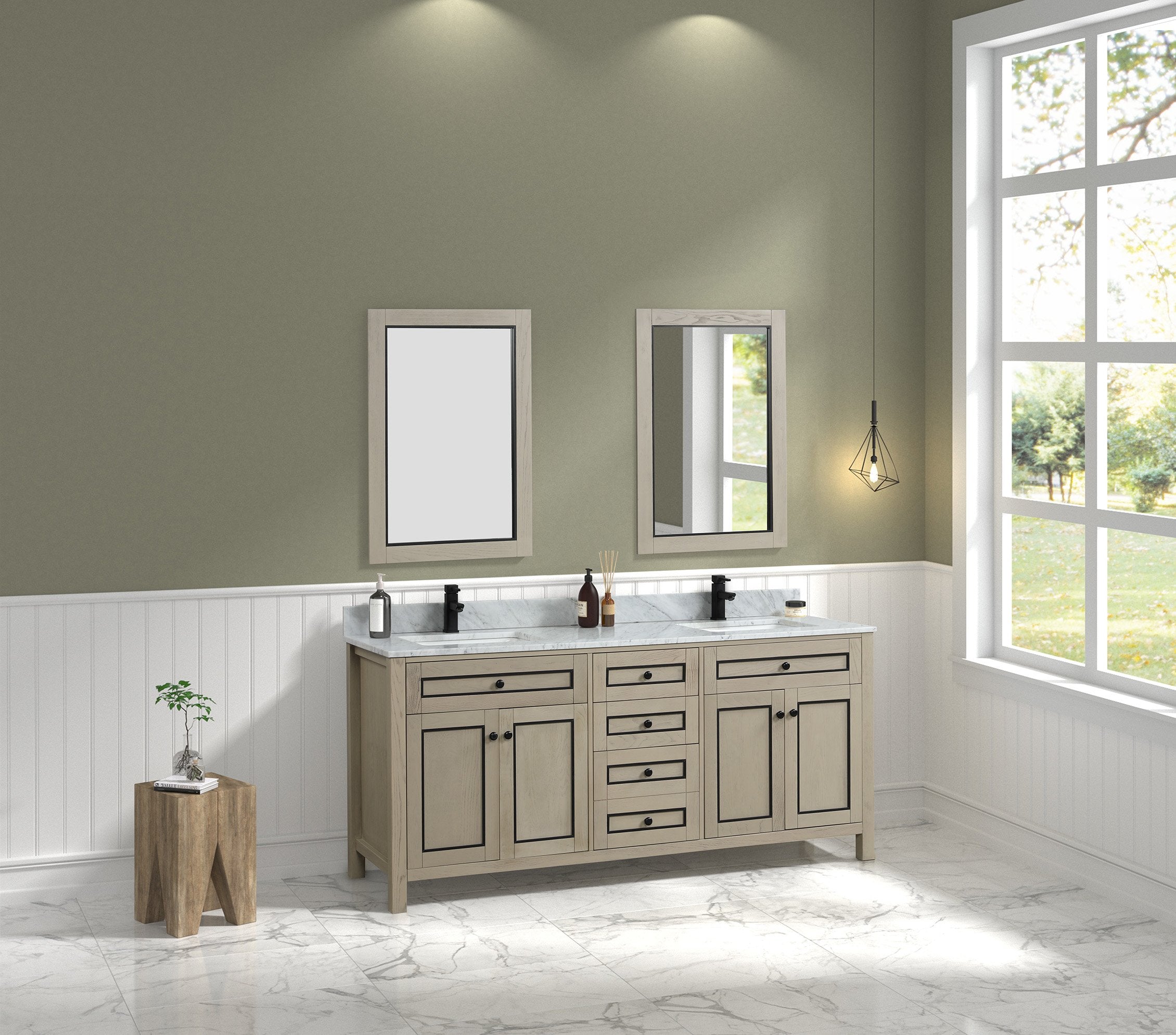 72" Sink Vanity Cabinet With Carrera White Top - East Shore Modern Home Furnishings