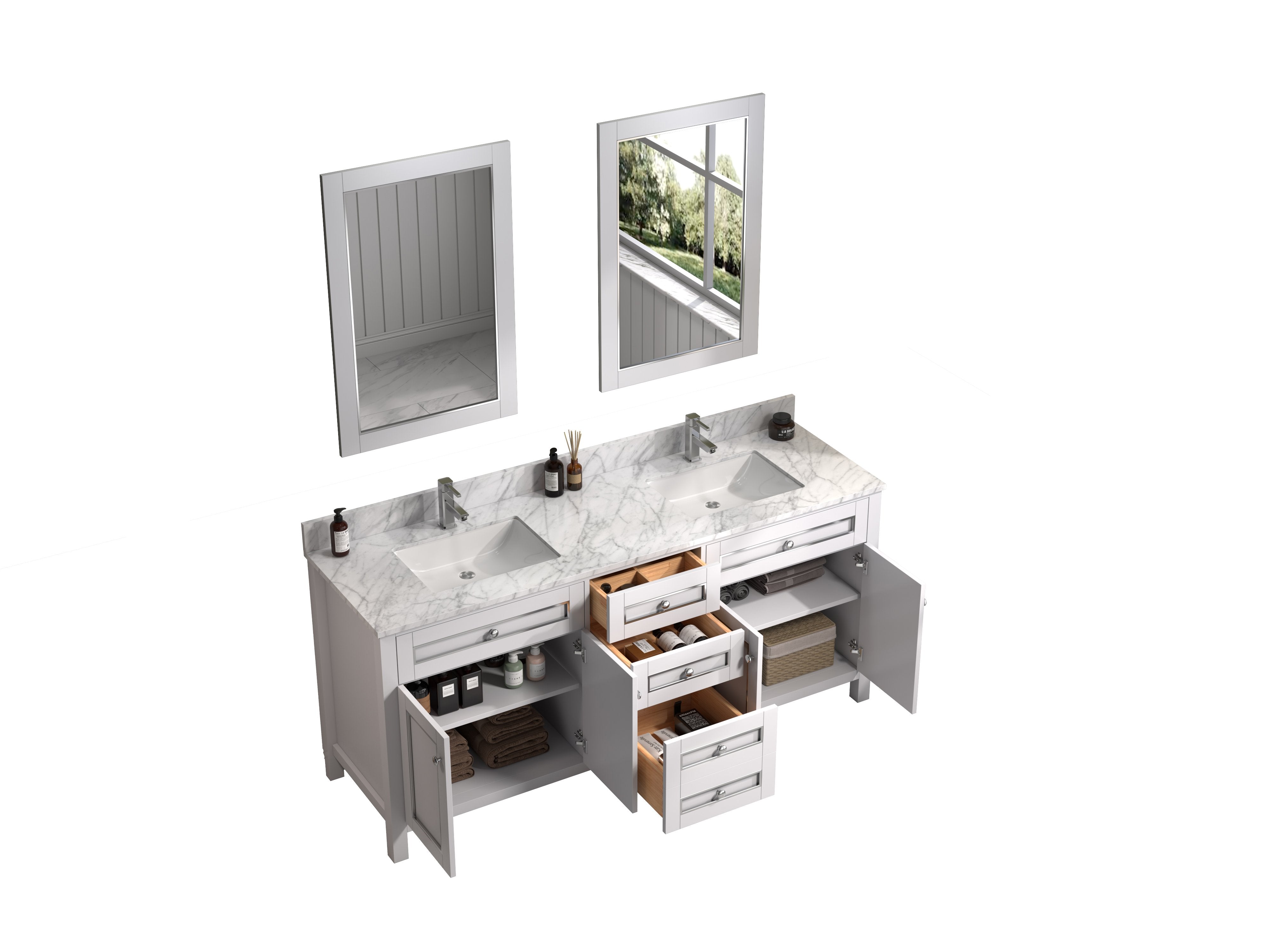 72" Sink Vanity Cabinet With Carrera White Top - East Shore Modern Home Furnishings