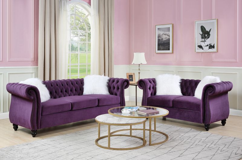 Thotton Velvet Sofa w/2 Pillows - East Shore Modern Home Furnishings