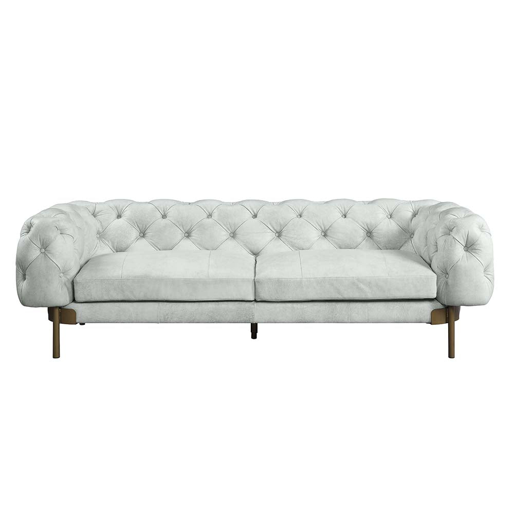Ragle Vintage White Top Grain Leather Sofa - East Shore Modern Home Furnishings