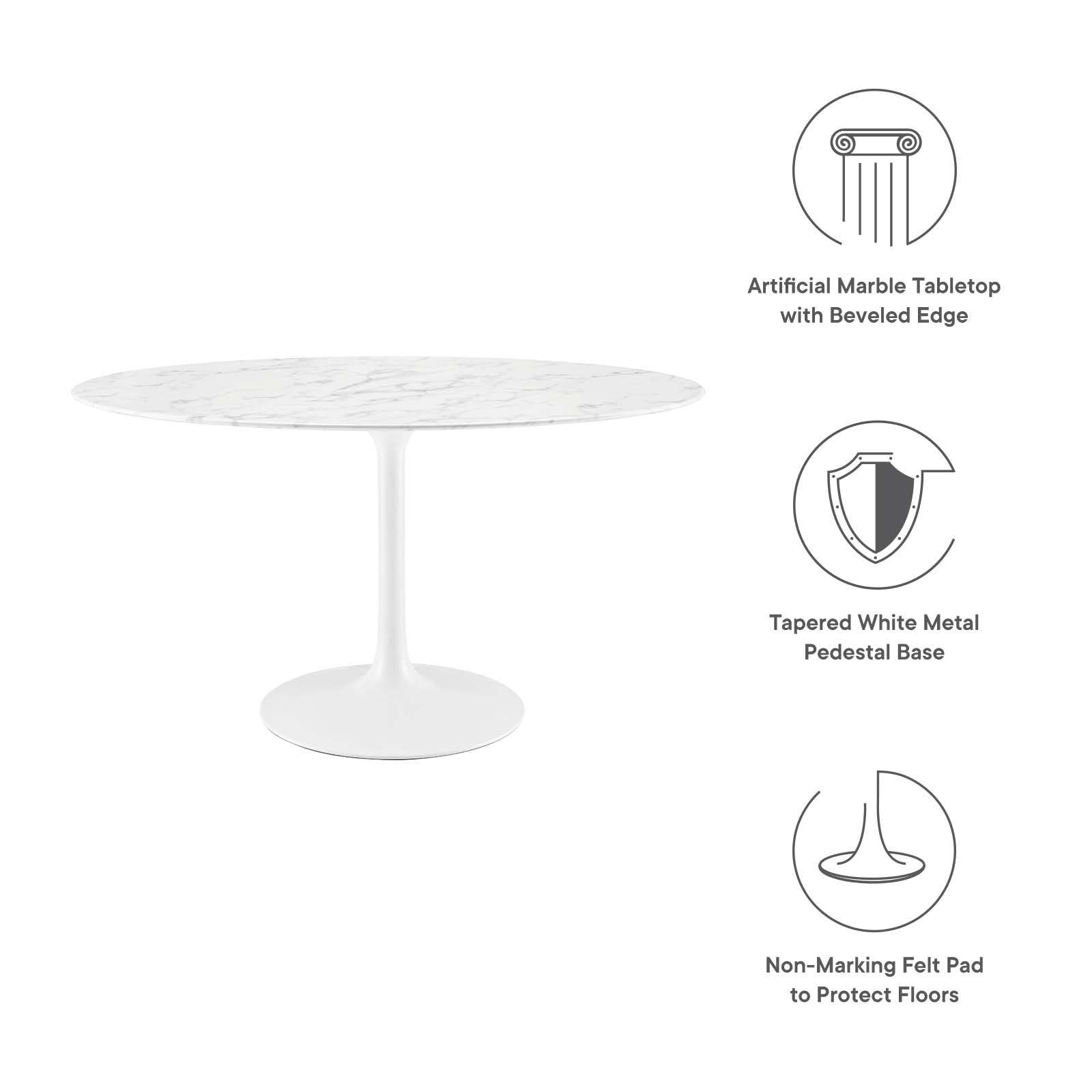 Lippa 54" Oval Artificial Marble Dining Table - East Shore Modern Home Furnishings