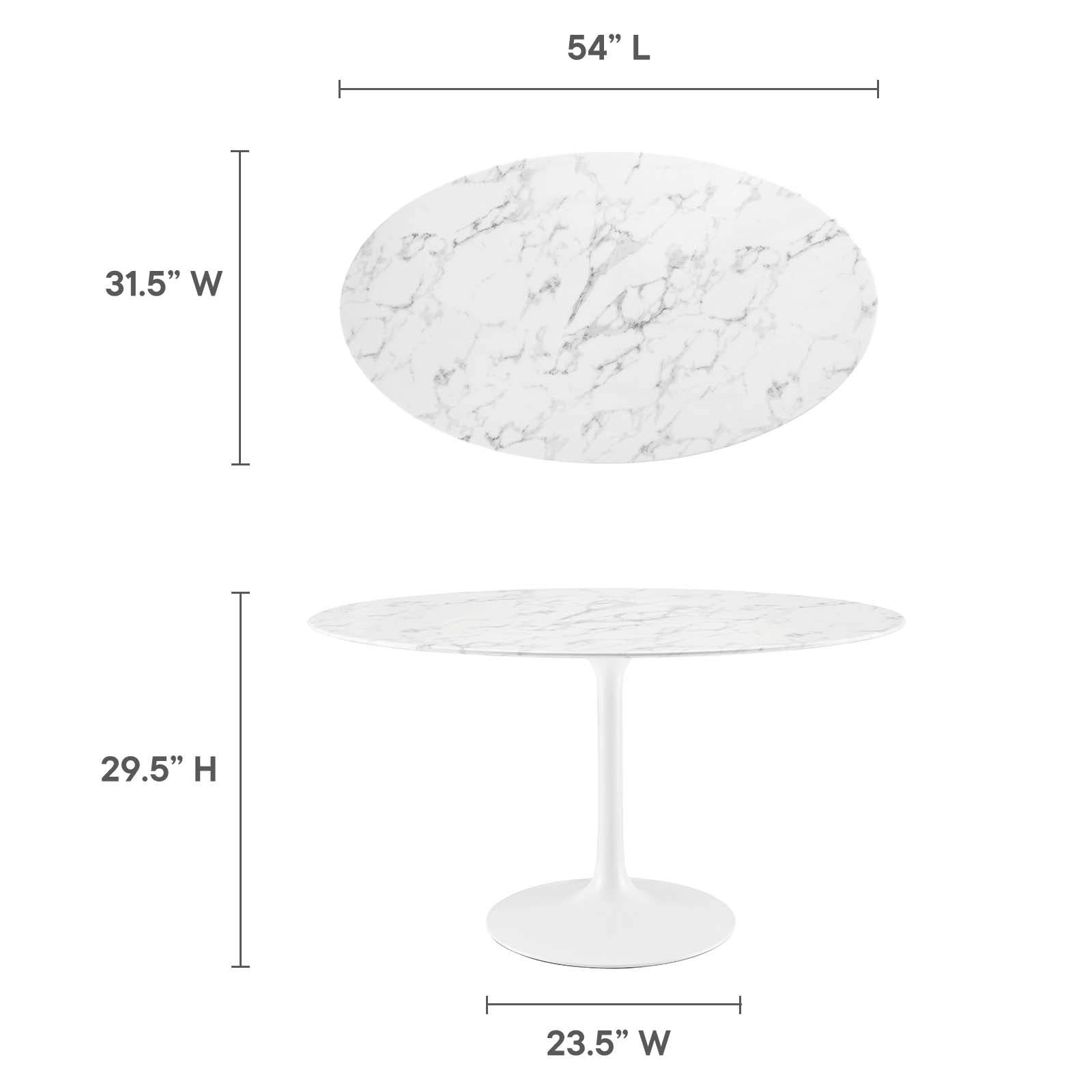 Lippa 54" Oval Artificial Marble Dining Table - East Shore Modern Home Furnishings