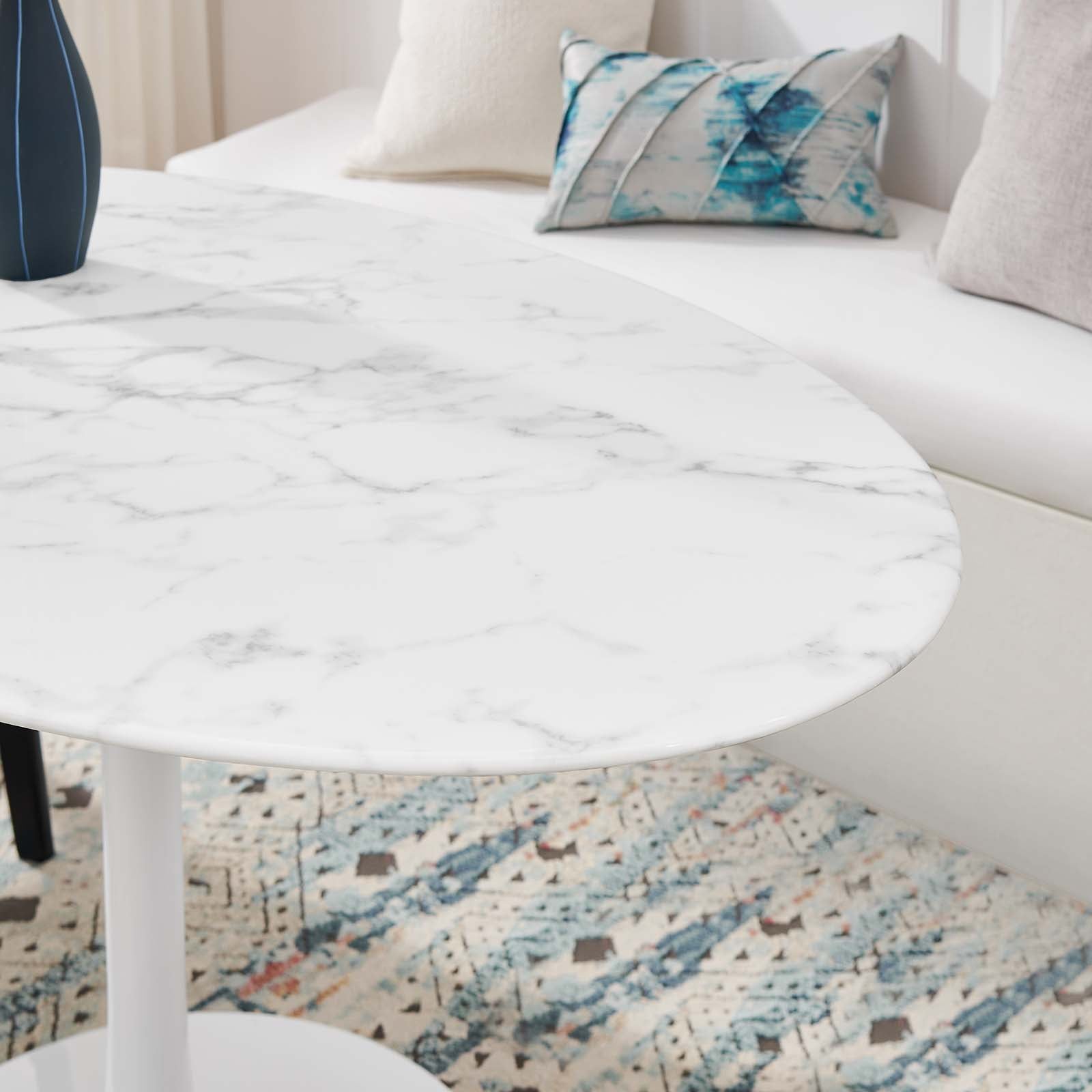 Lippa 54" Oval Artificial Marble Dining Table - East Shore Modern Home Furnishings