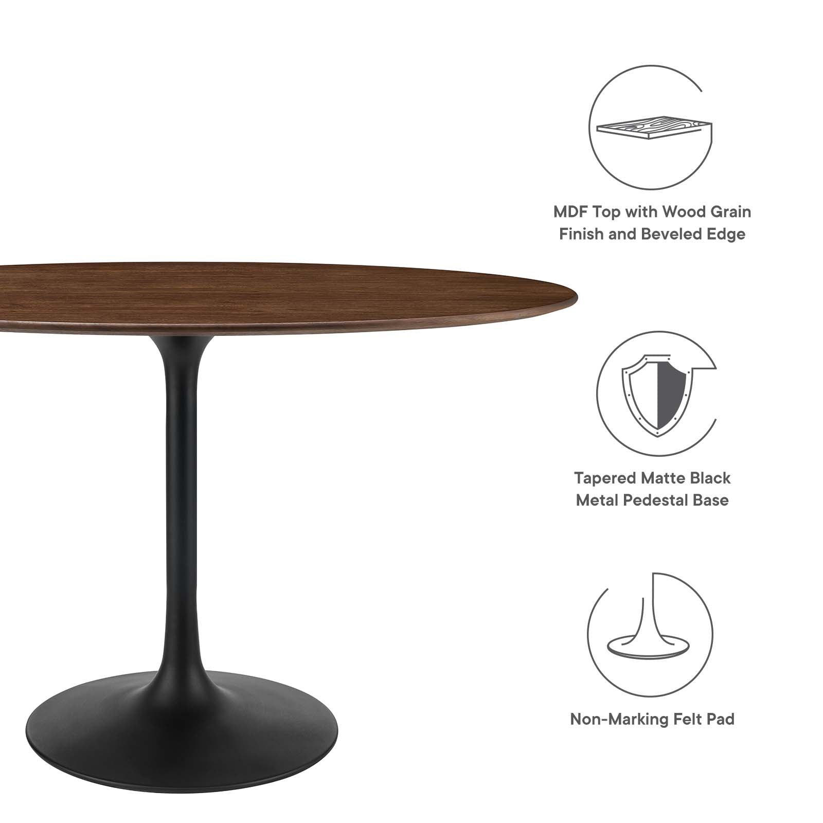 Lippa 48" Oval Walnut Dining Table