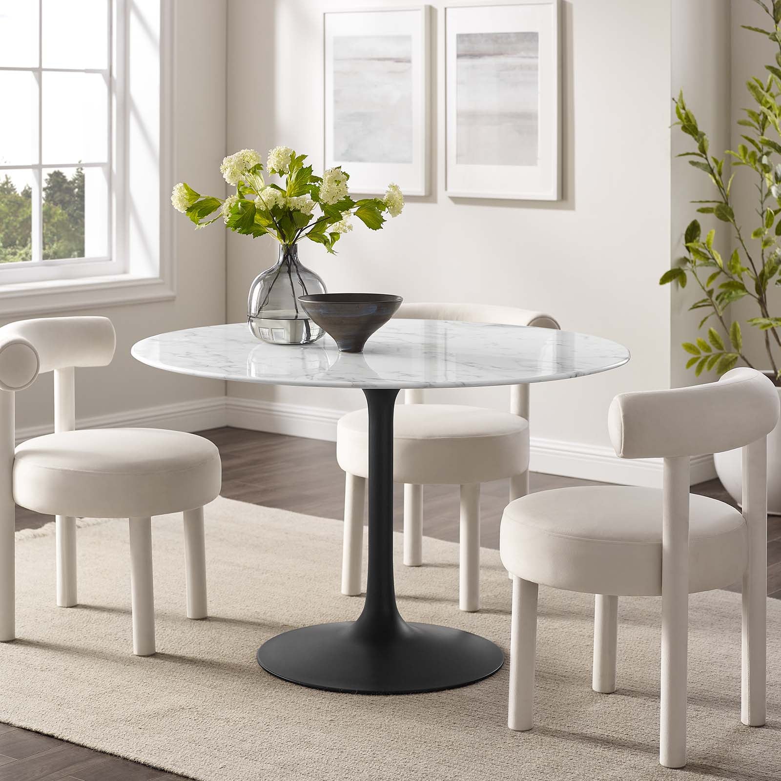 Lippa 47" Round Artificial Marble Dining Table - East Shore Modern Home Furnishings