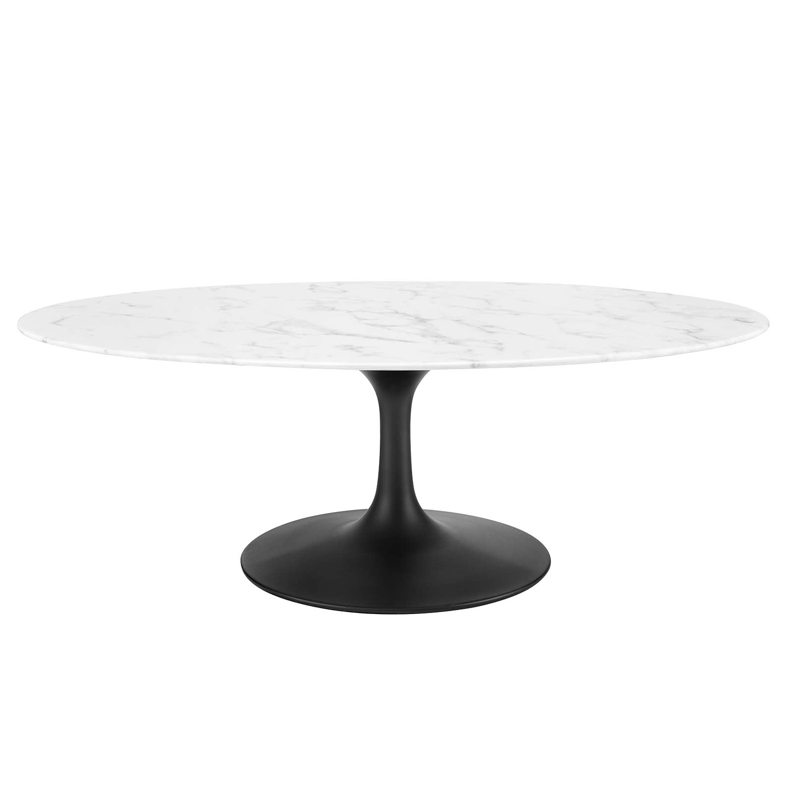 Lippa 48" Oval-Shaped Artificial Marble Coffee Table - East Shore Modern Home Furnishings