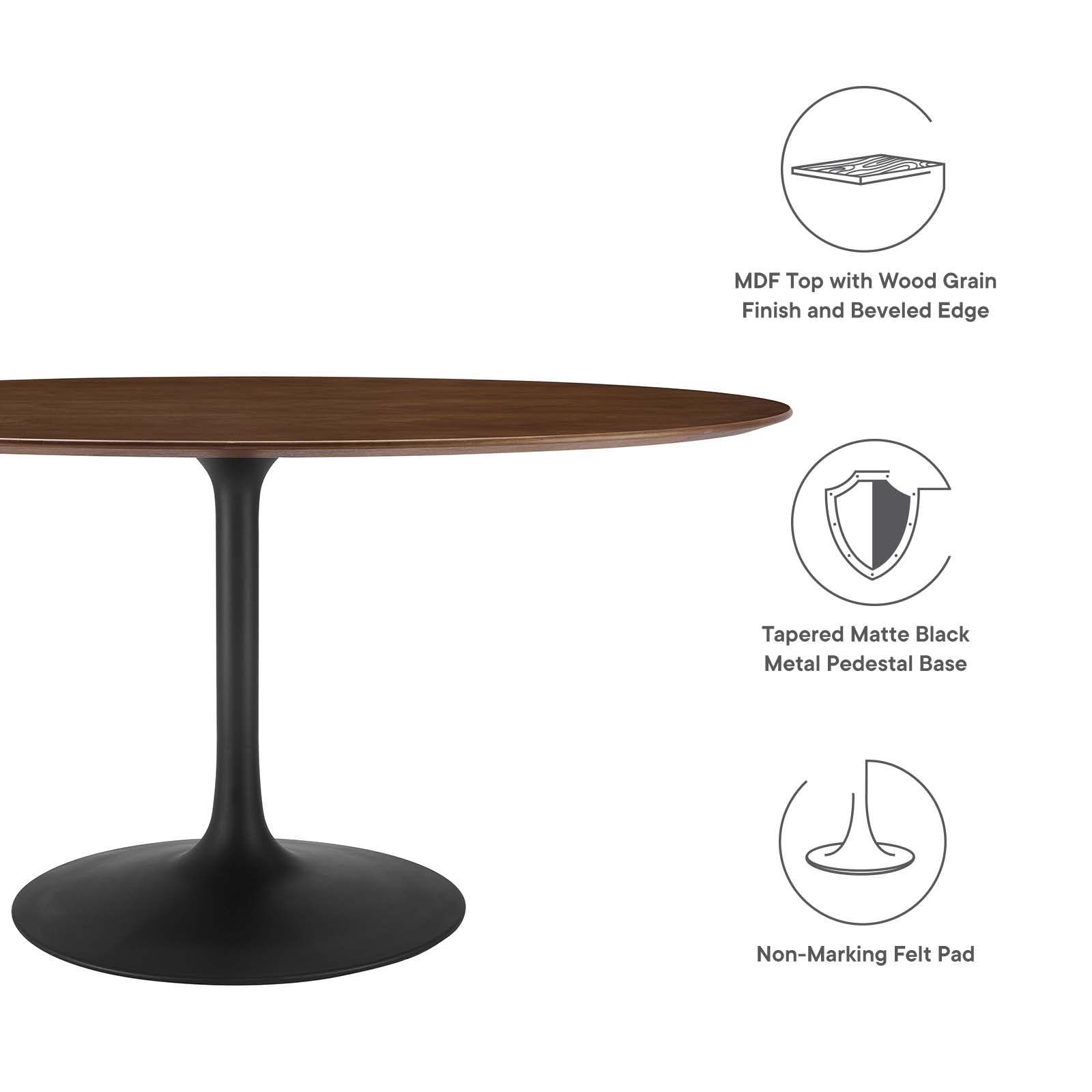 Lippa 60" Oval Walnut Dining Table