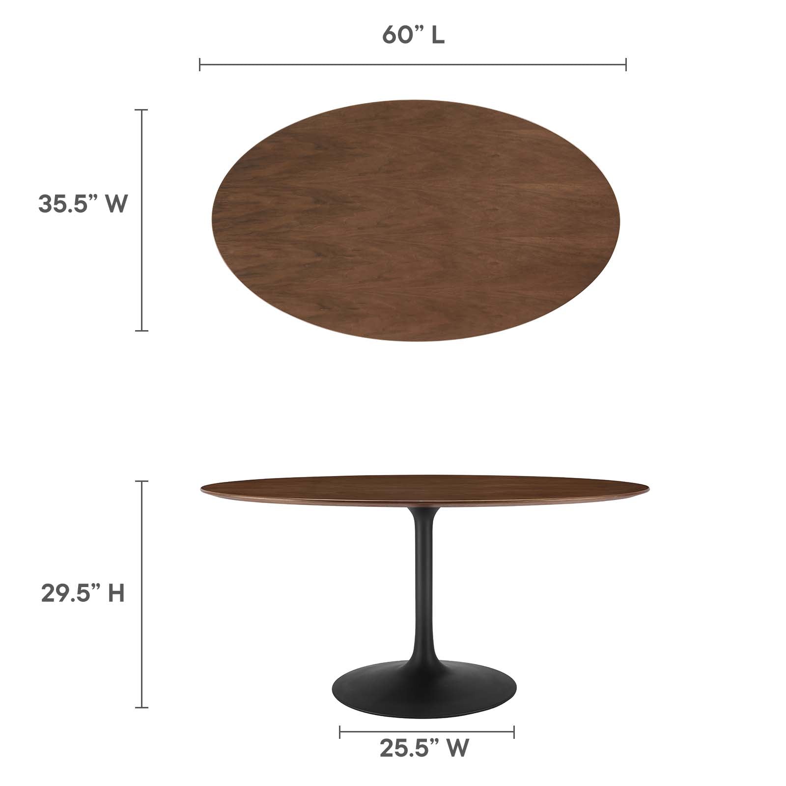 Lippa 60" Oval Walnut Dining Table