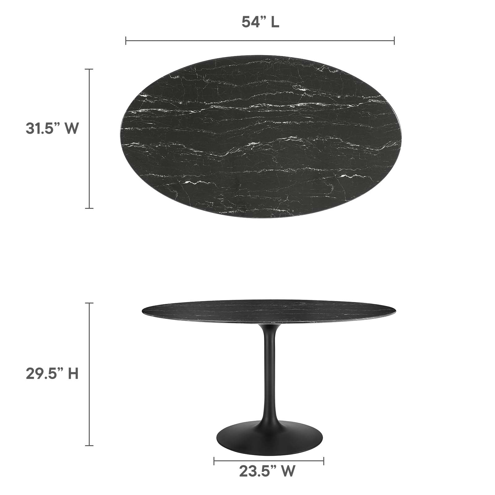 Lippa 54" Artificial Marble Oval Dining Table - East Shore Modern Home Furnishings