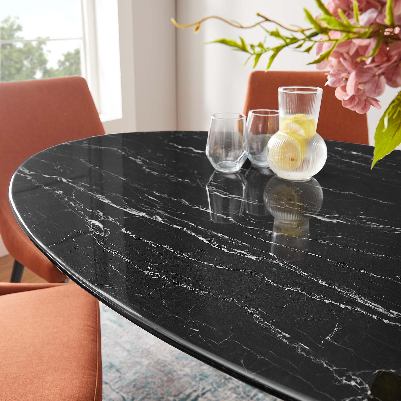 Lippa 60" Artificial Marble Oval Dining Table