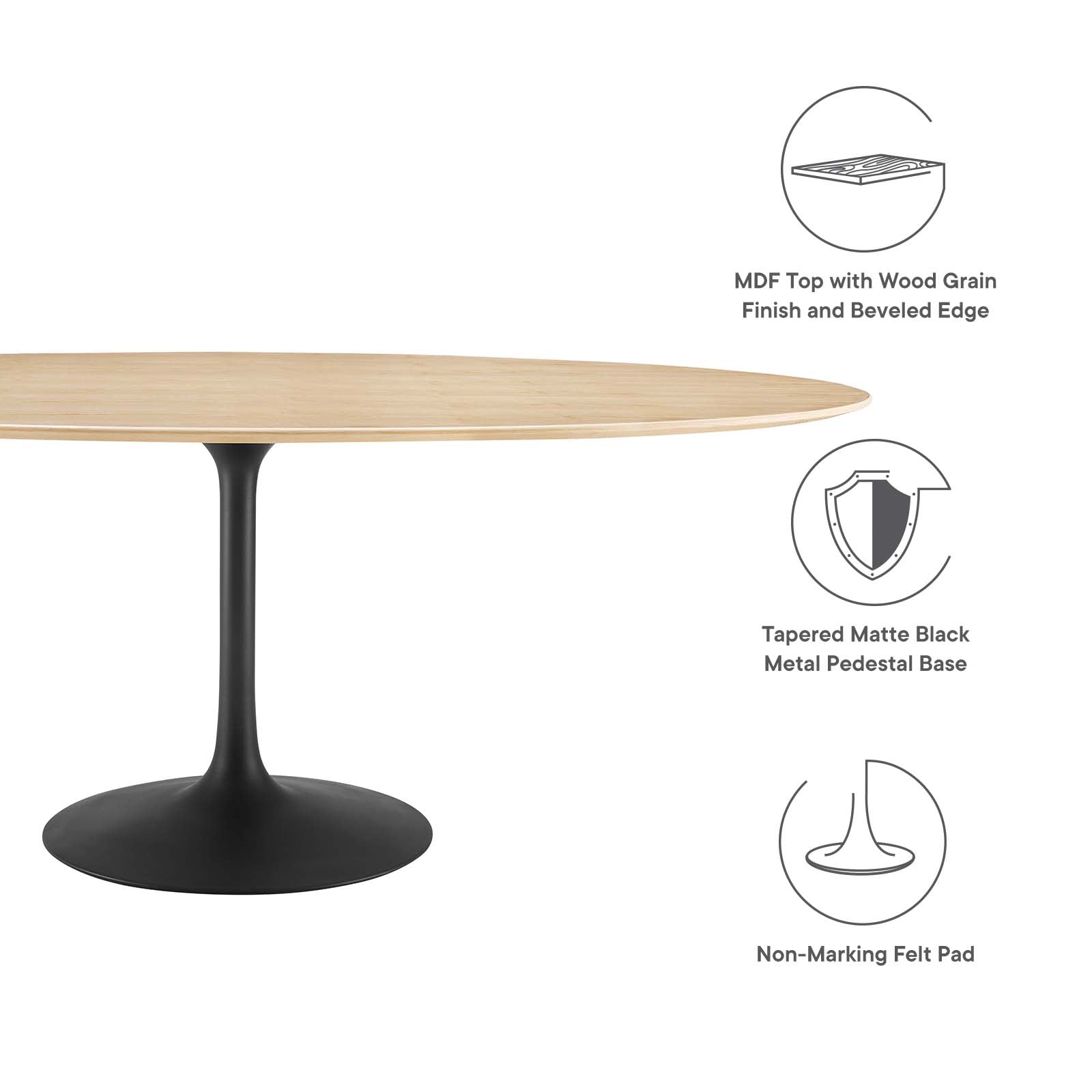 Lippa 78" Wood Oval Dining Table