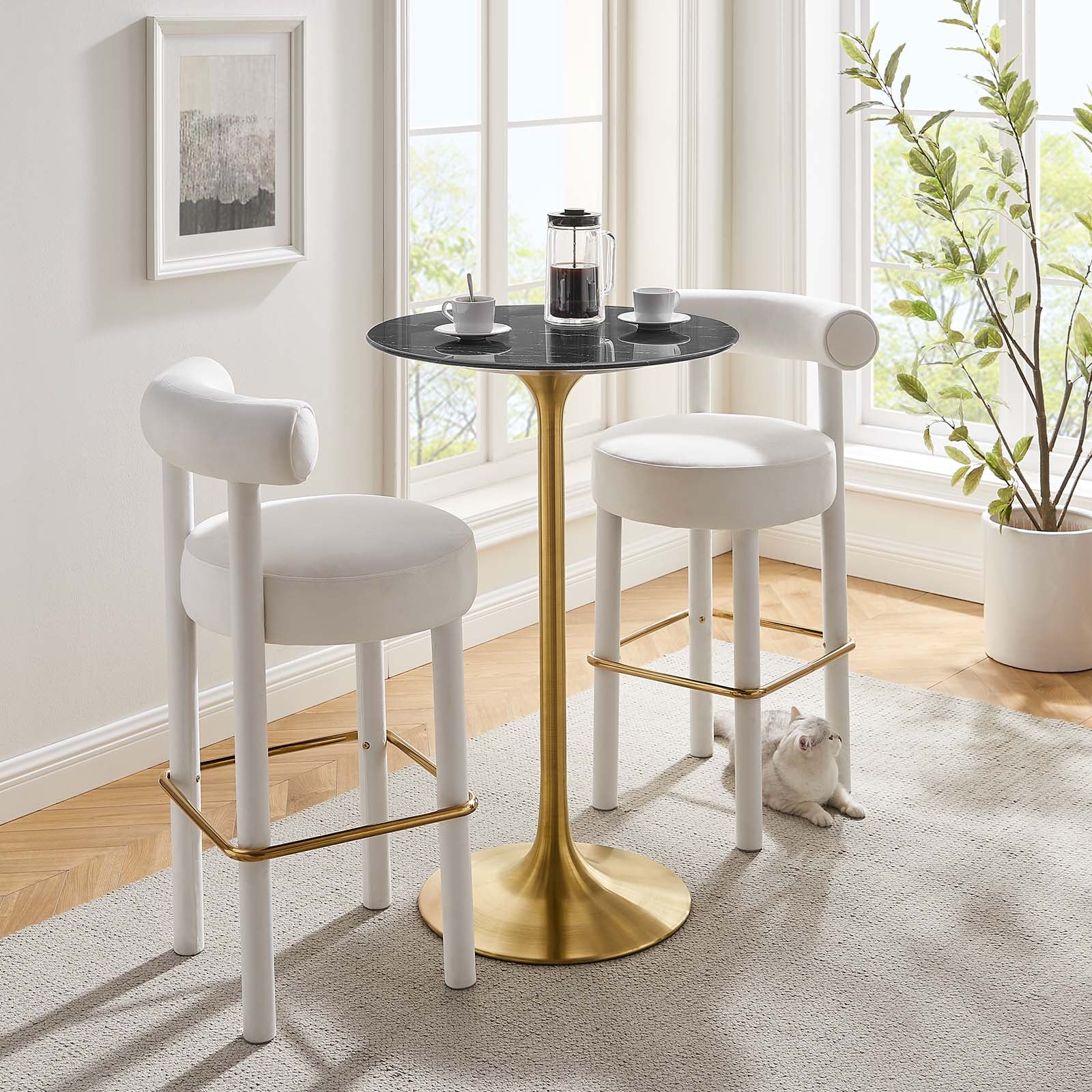 Lippa 28" Artificial Marble Bar Table - East Shore Modern Home Furnishings