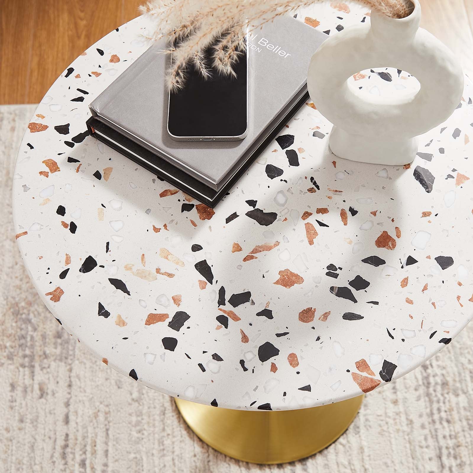 Lippa 20" Round Terrazzo Side Table - East Shore Modern Home Furnishings