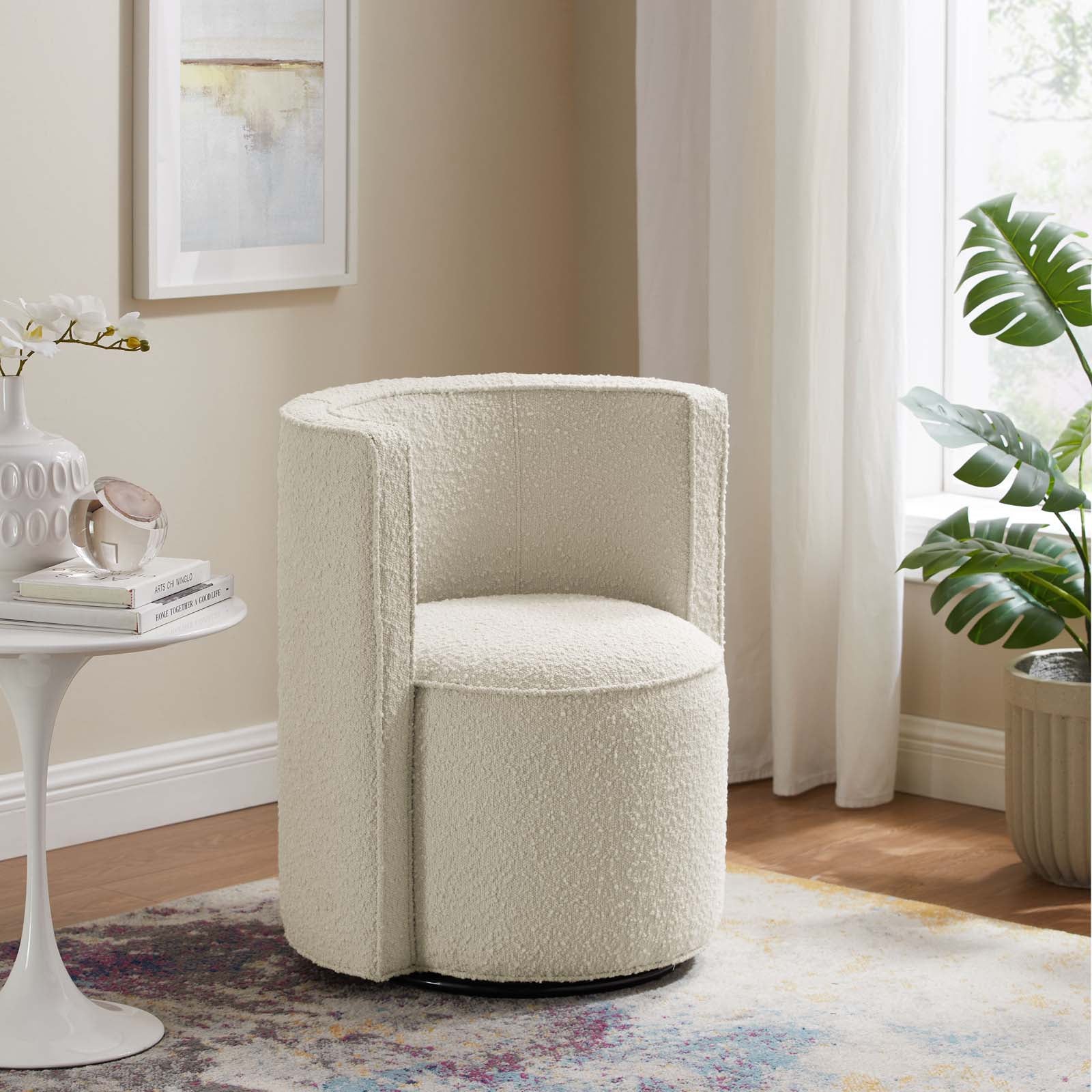 Della Boucle Fabric Swivel Chair - East Shore Modern Home Furnishings